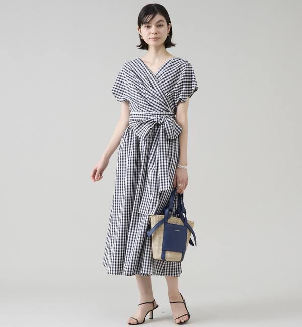 TIARA「ギンガムカシュクールワンピース」|ワンピース|ホワイト&times;ブラック