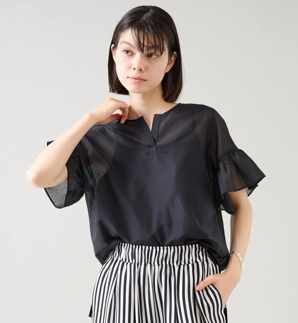 TIARA「スキッパーフリルスリーブブラウス」|シャツ・ブラウス|