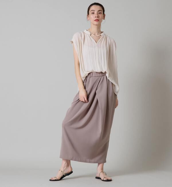 Liesse「ランダムプリーツフレンチスリーブブラウス」|シャツ・ブラウス|