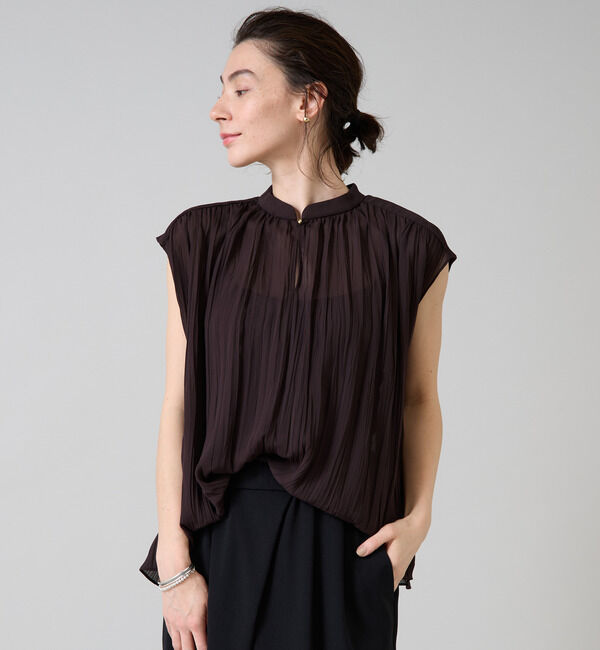 Liesse「ランダムプリーツフレンチスリーブブラウス」|シャツ・ブラウス|