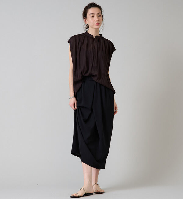 Liesse「ランダムプリーツフレンチスリーブブラウス」|シャツ・ブラウス|