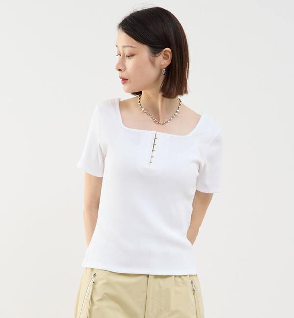 Soffitto「前後2WAYスクエアネックカットソー」|Tシャツ・カットソー|ホワイト