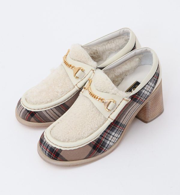 A_「【hyusto（ヒュースト）】チェックボアローファー HYUSTO22FW-4」|ローファー|チェック