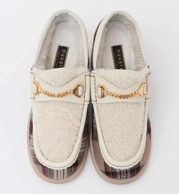 A_「【hyusto（ヒュースト）】チェックボアローファー HYUSTO22FW-4」|ローファー|