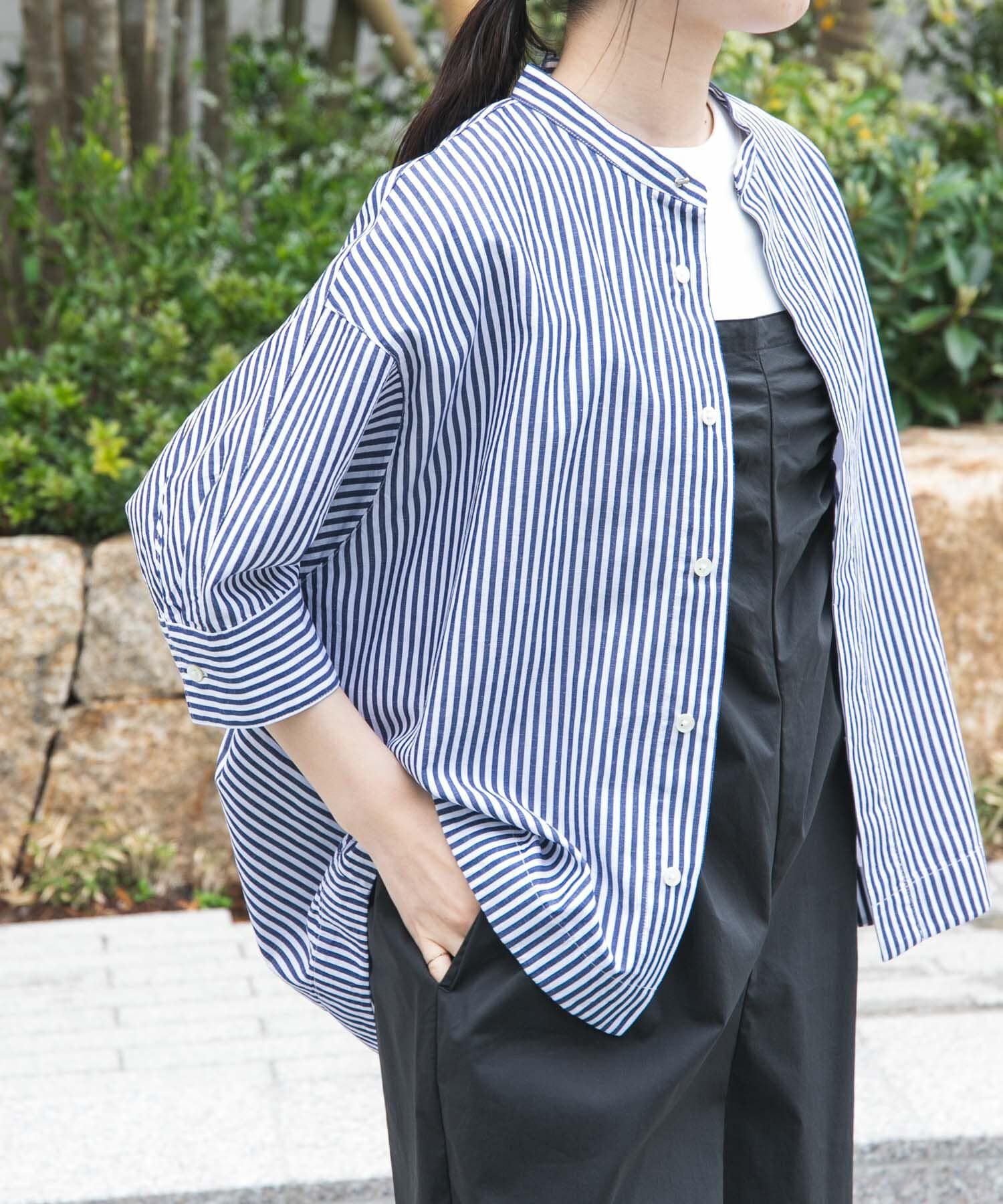 URBAN RESEARCH DOORS「FORK&SPOON　ギボシコクーンショートスリーブシャツ」|シャツ・ブラウス|ブルー系その他