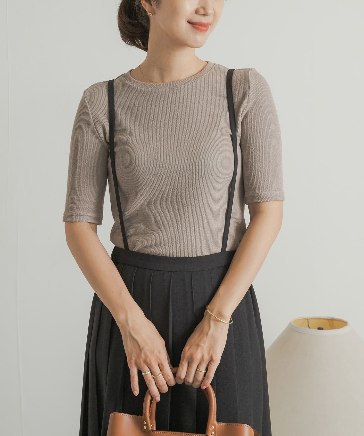 URBAN RESEARCH DOORS「配色リブ5分袖プルオーバー」|Tシャツ・カットソー|