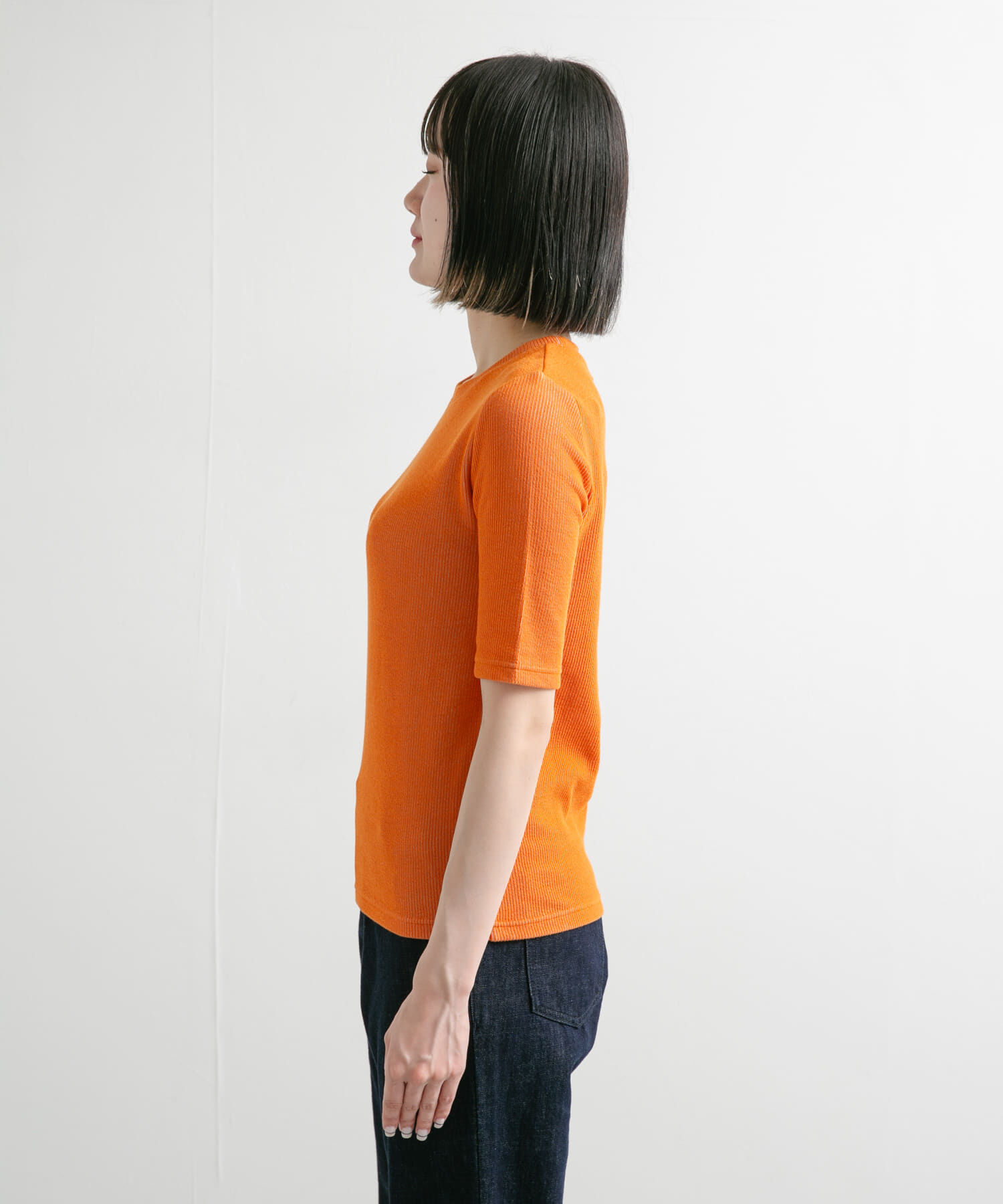 URBAN RESEARCH DOORS「配色リブ5分袖プルオーバー」|Tシャツ・カットソー|