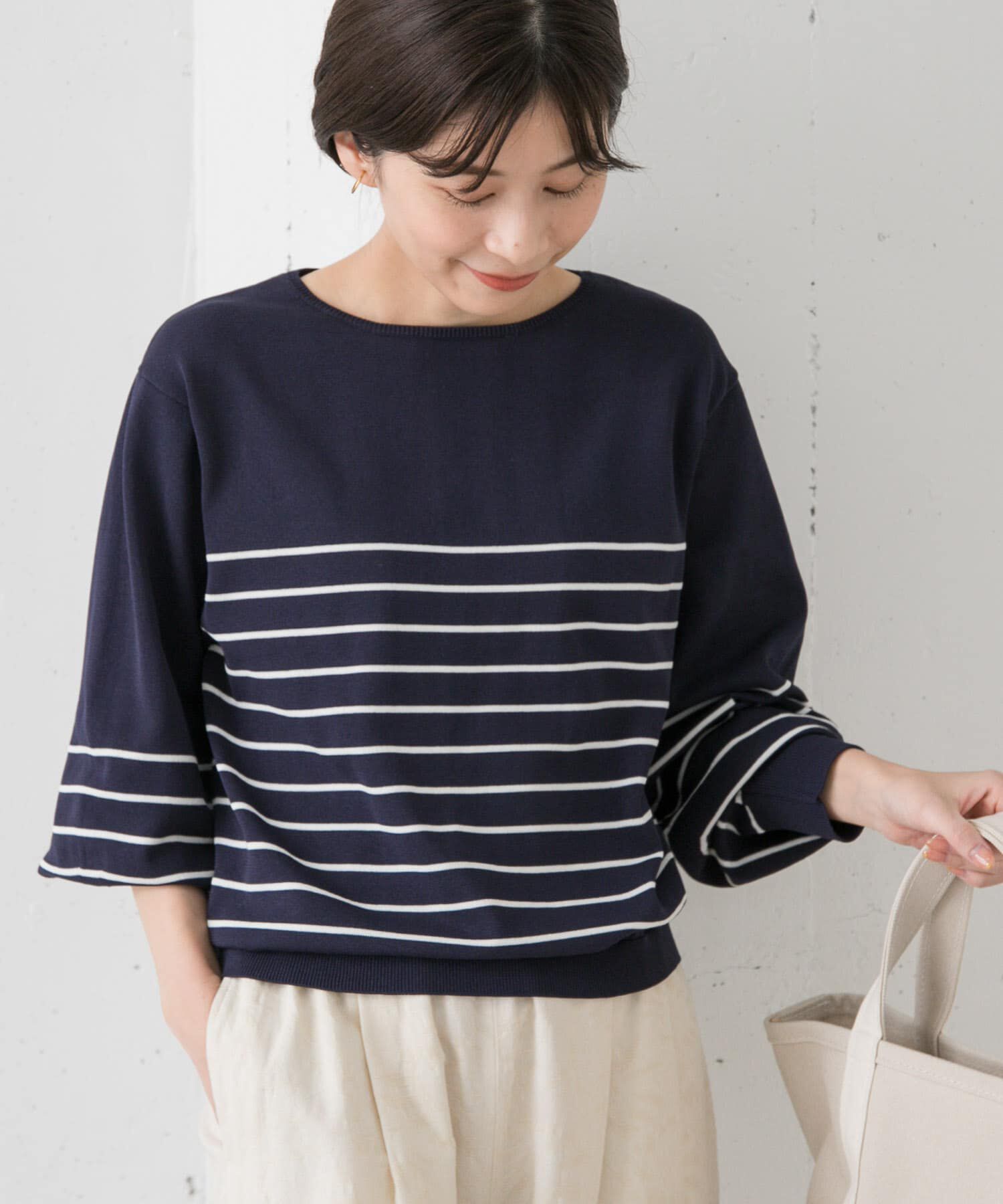 URBAN RESEARCH DOORS「ウォッシャブルUVボーダーニット」|ニット・セーター|ブルー系その他