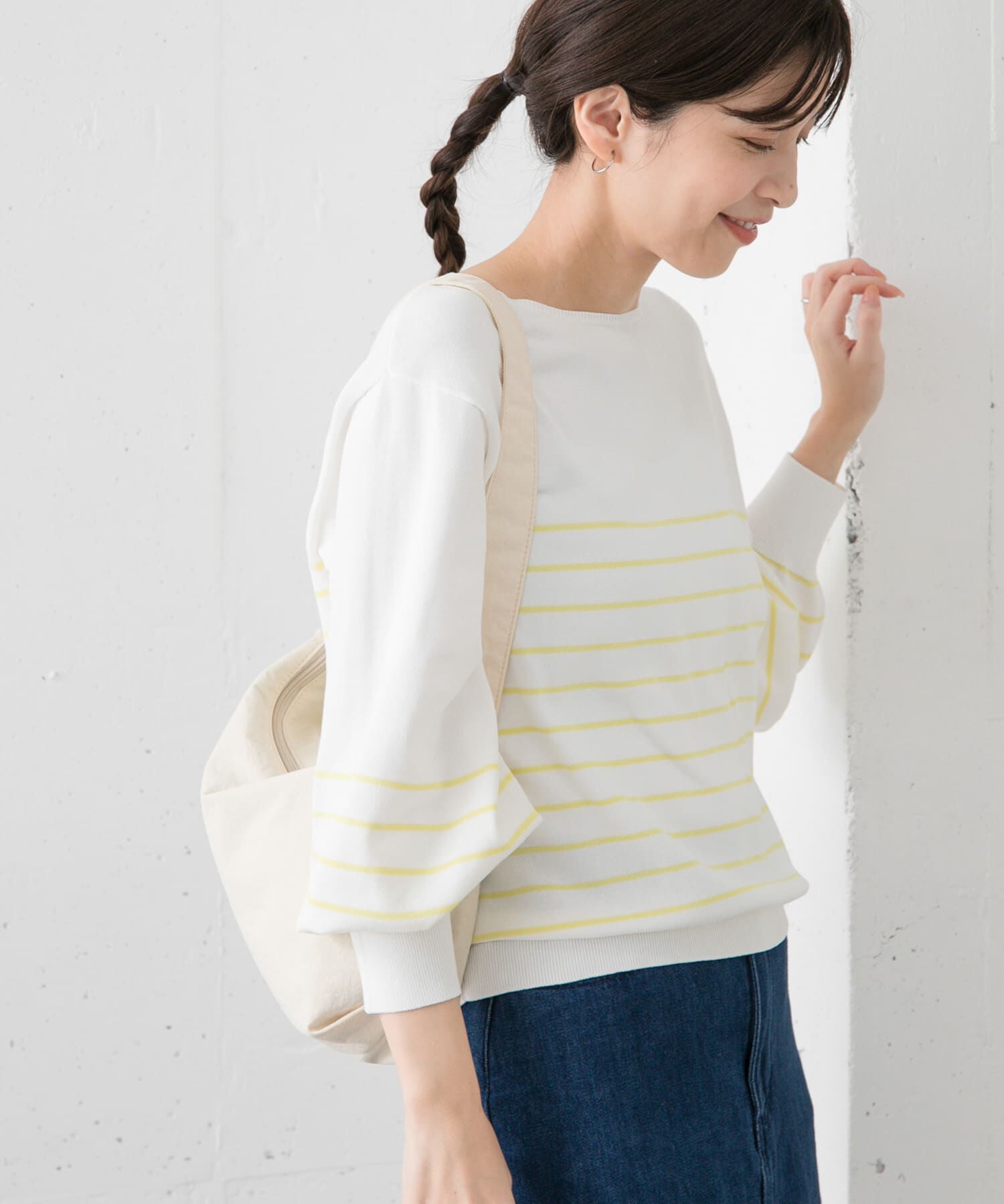 URBAN RESEARCH DOORS「ウォッシャブルUVボーダーニット」|ニット・セーター|イエロー系その他