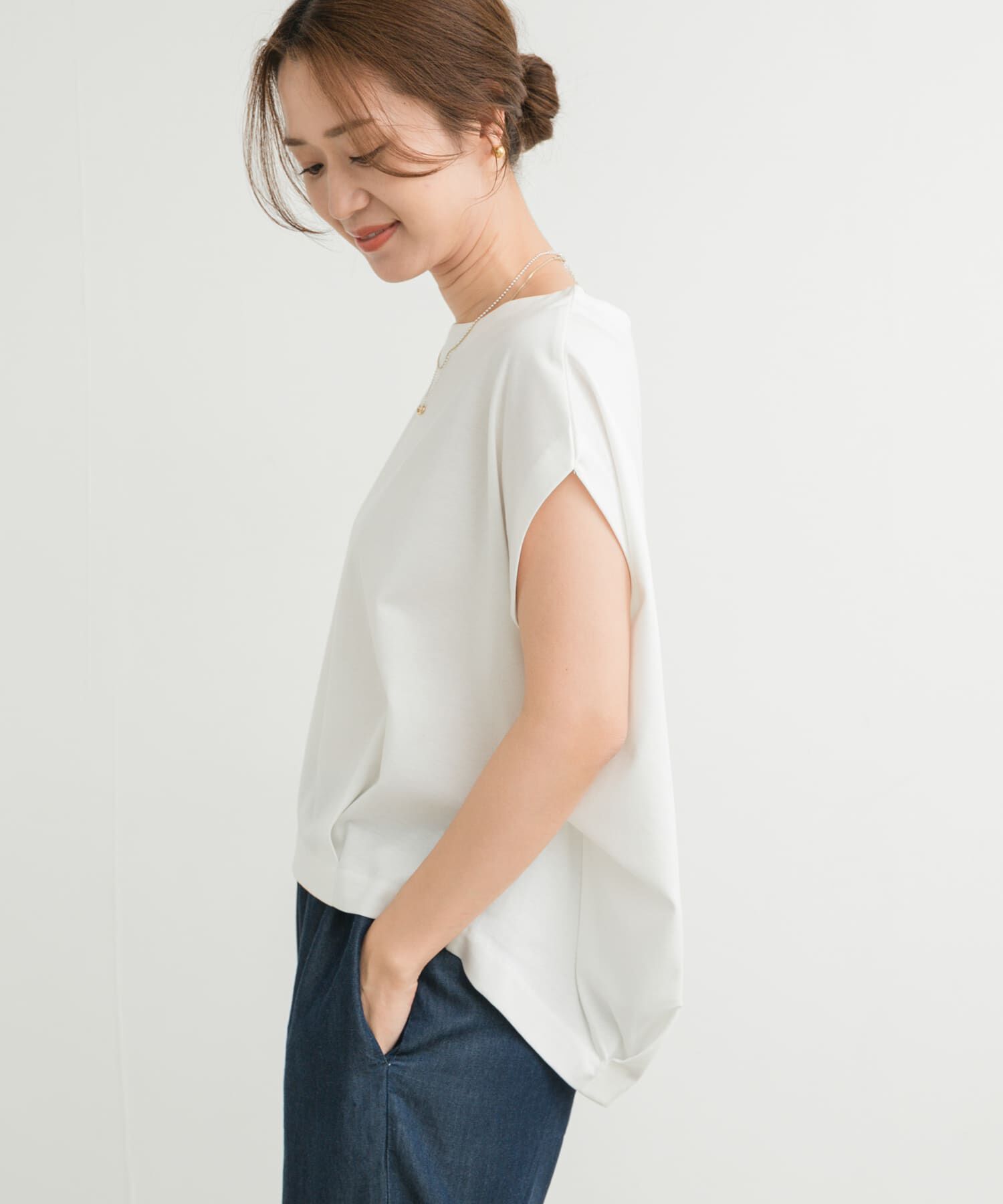 URBAN RESEARCH DOORS「コットンバックタックフレンチプルオーバー」|Tシャツ・カットソー|