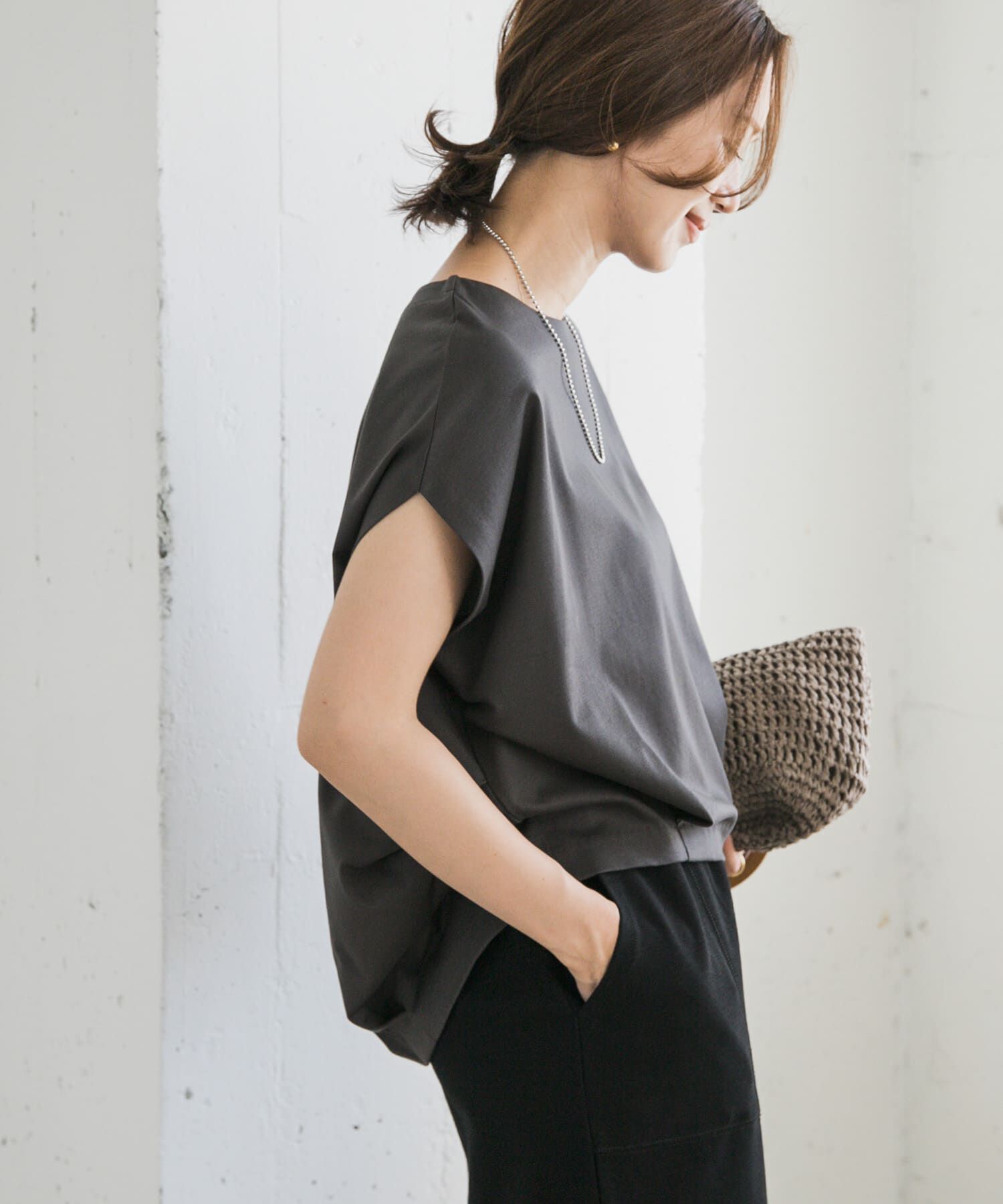 URBAN RESEARCH DOORS「コットンバックタックフレンチプルオーバー」|Tシャツ・カットソー|