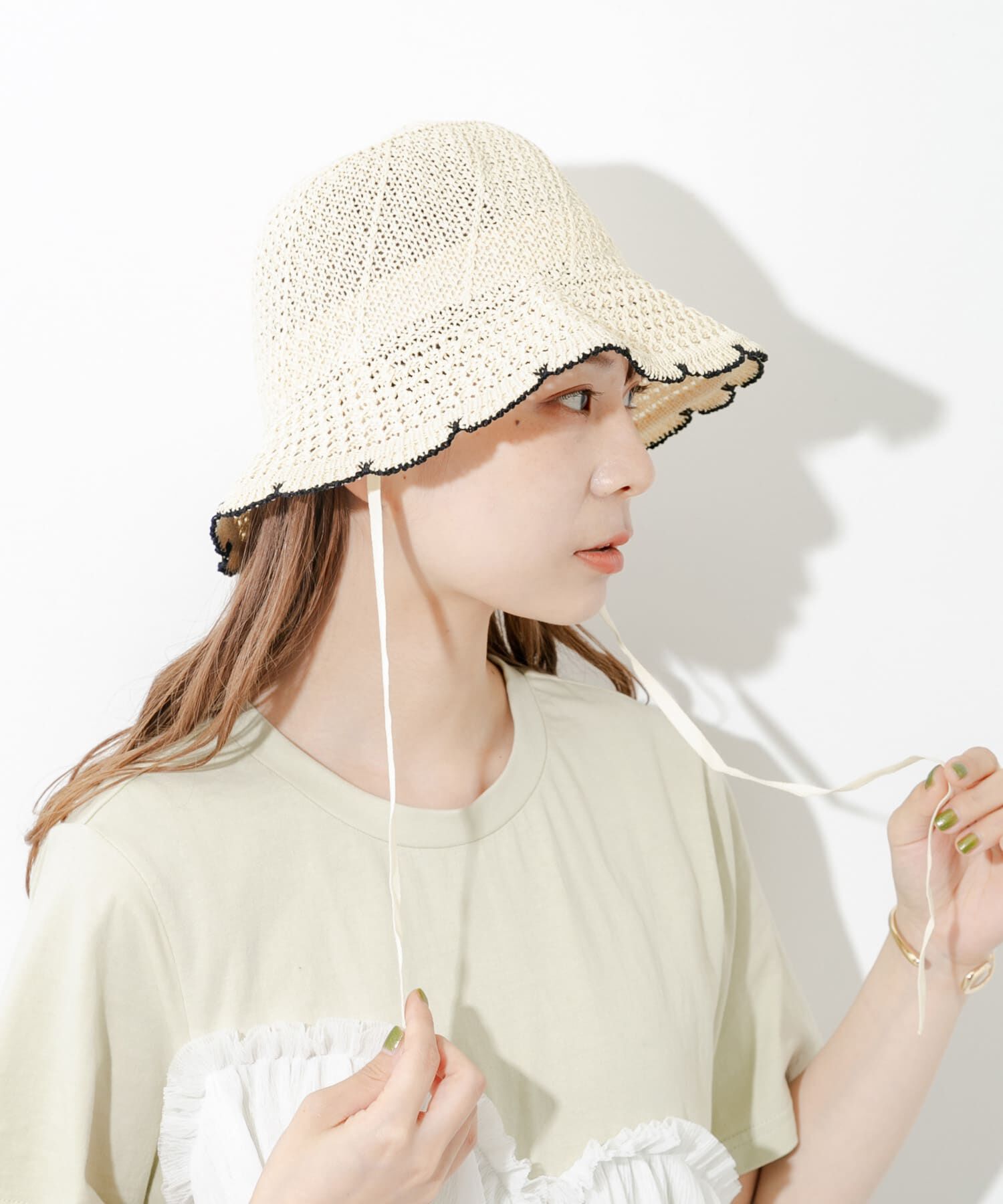 SMELLY「スカラップチューリップハット」|ハット|ベージュ