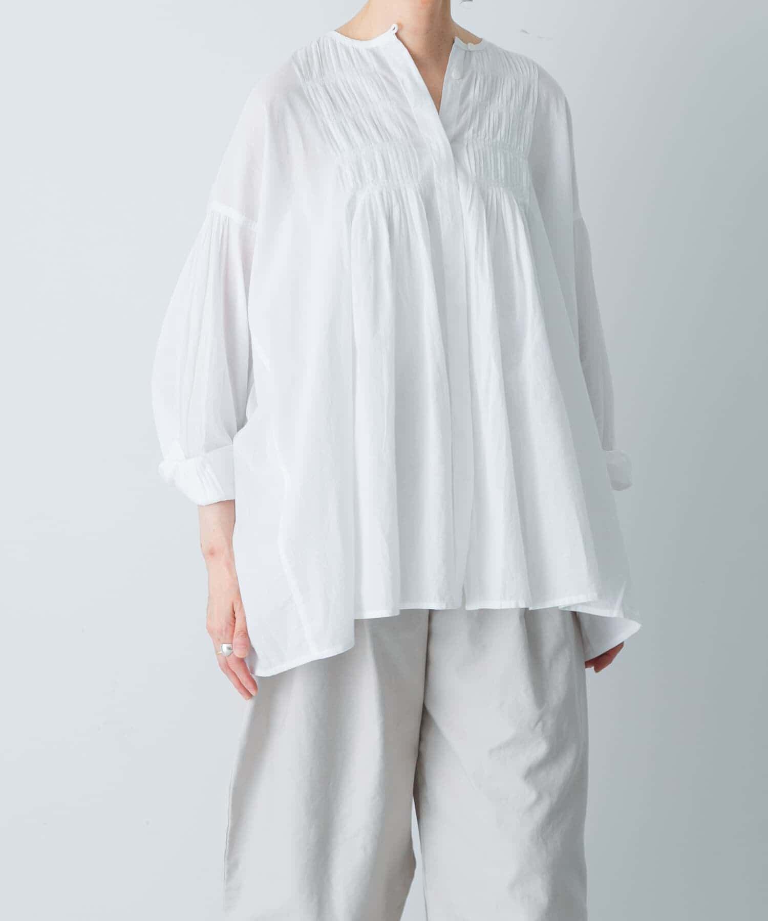 かぐれ「コットンピンタックブラウス」|シャツ・ブラウス|オフホワイト