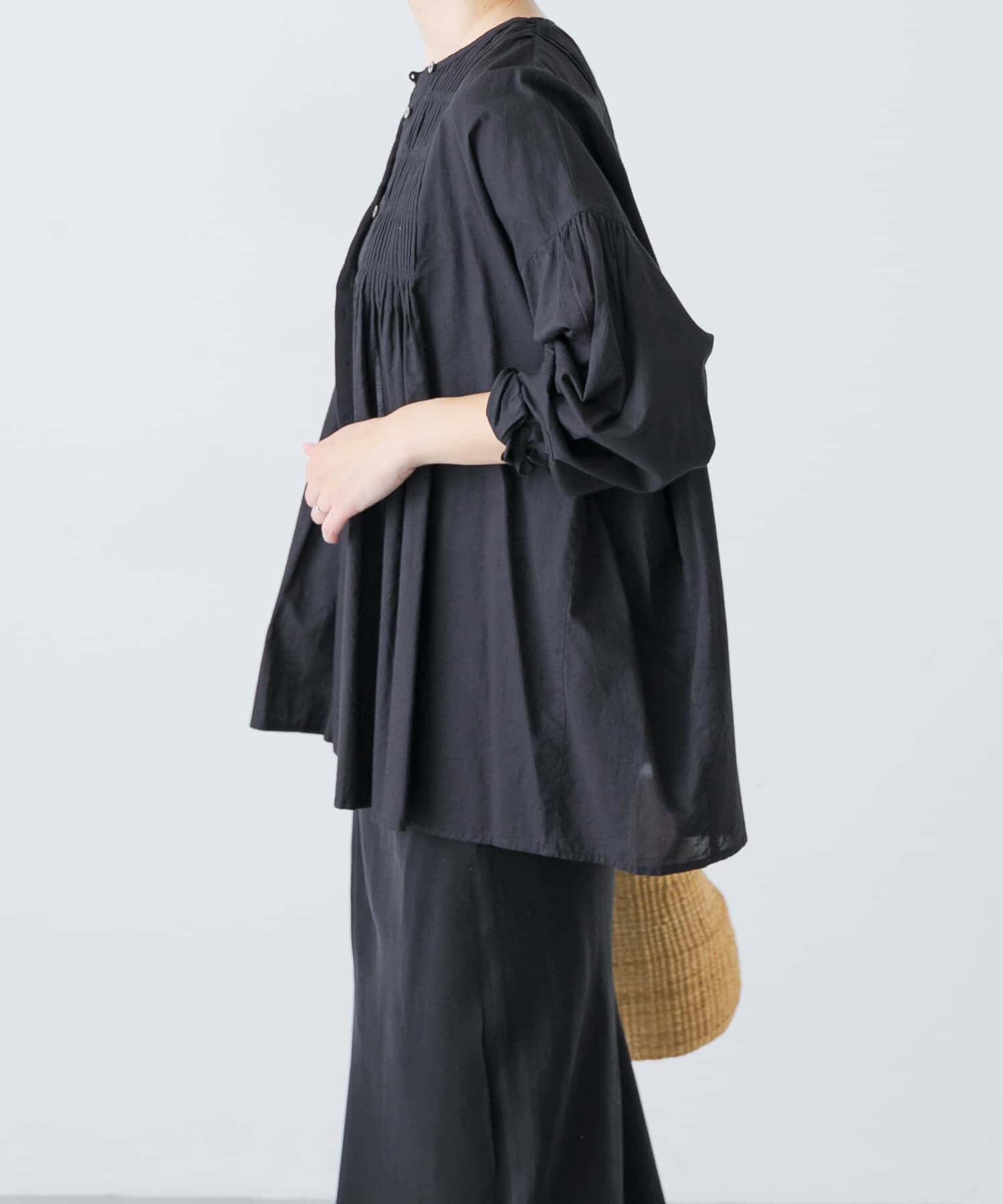 かぐれ「コットンピンタックブラウス」|シャツ・ブラウス|ブラック