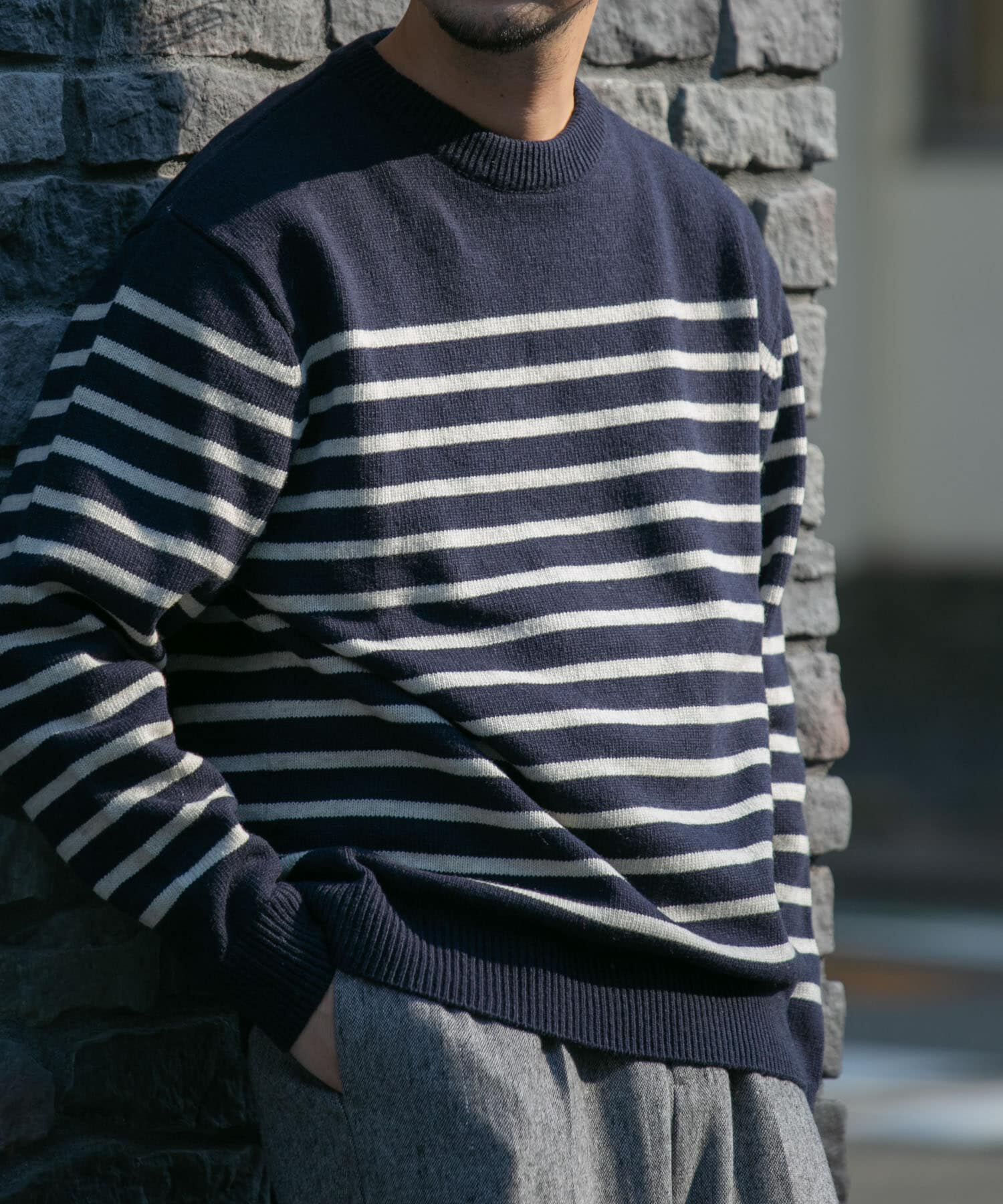 URBAN RESEARCH ROSSO「『XLサイズあり』ボーダークルーネックニット」|ニット・セーター|