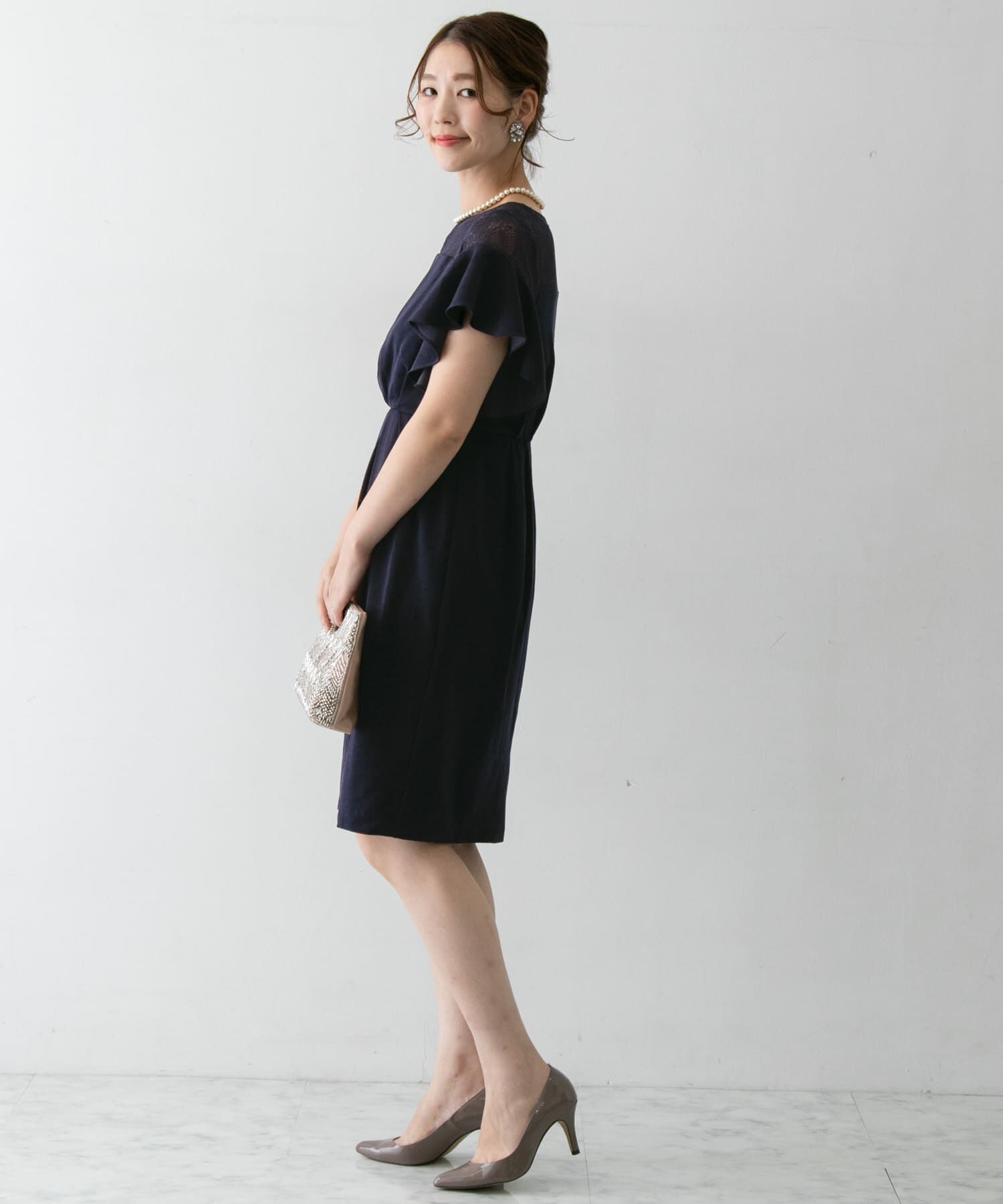 URBAN RESEARCH ROSSO「デコルテレースフリルドレス」|ワンピース|