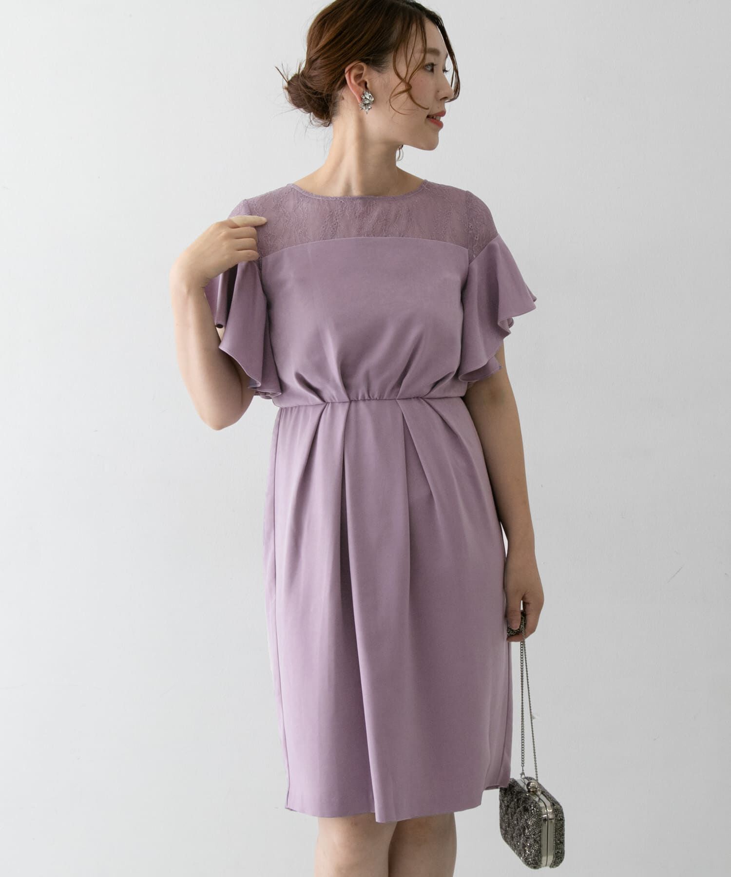 URBAN RESEARCH ROSSO「デコルテレースフリルドレス」|ワンピース|