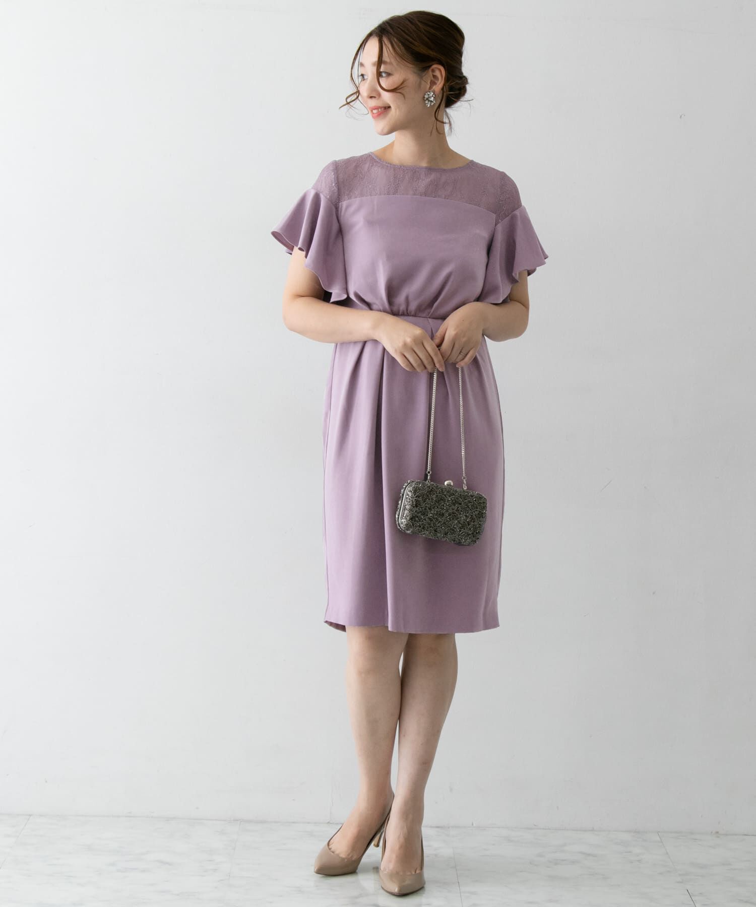 URBAN RESEARCH ROSSO「デコルテレースフリルドレス」|ワンピース|