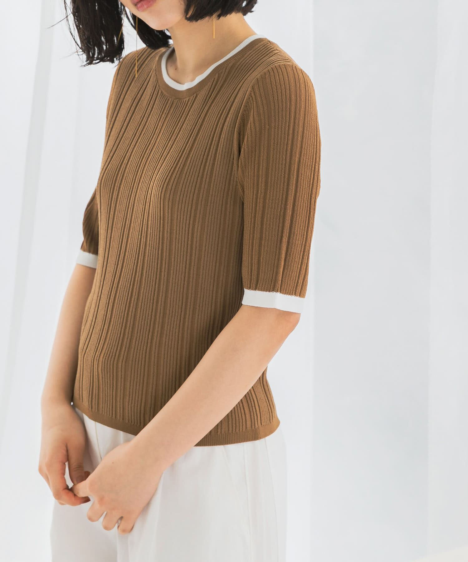 URBAN RESEARCH ROSSO「アンチピリングバイカラーリブニット」|ニット・セーター|