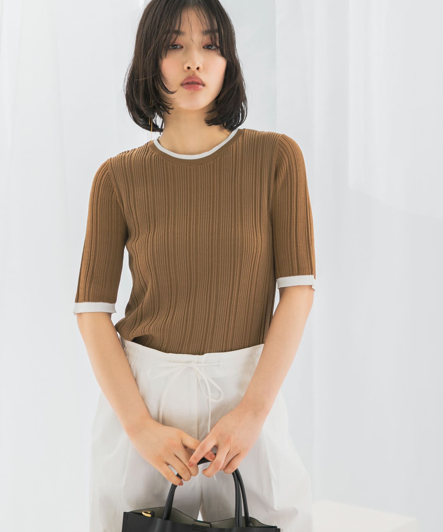 URBAN RESEARCH ROSSO「アンチピリングバイカラーリブニット」|ニット・セーター|