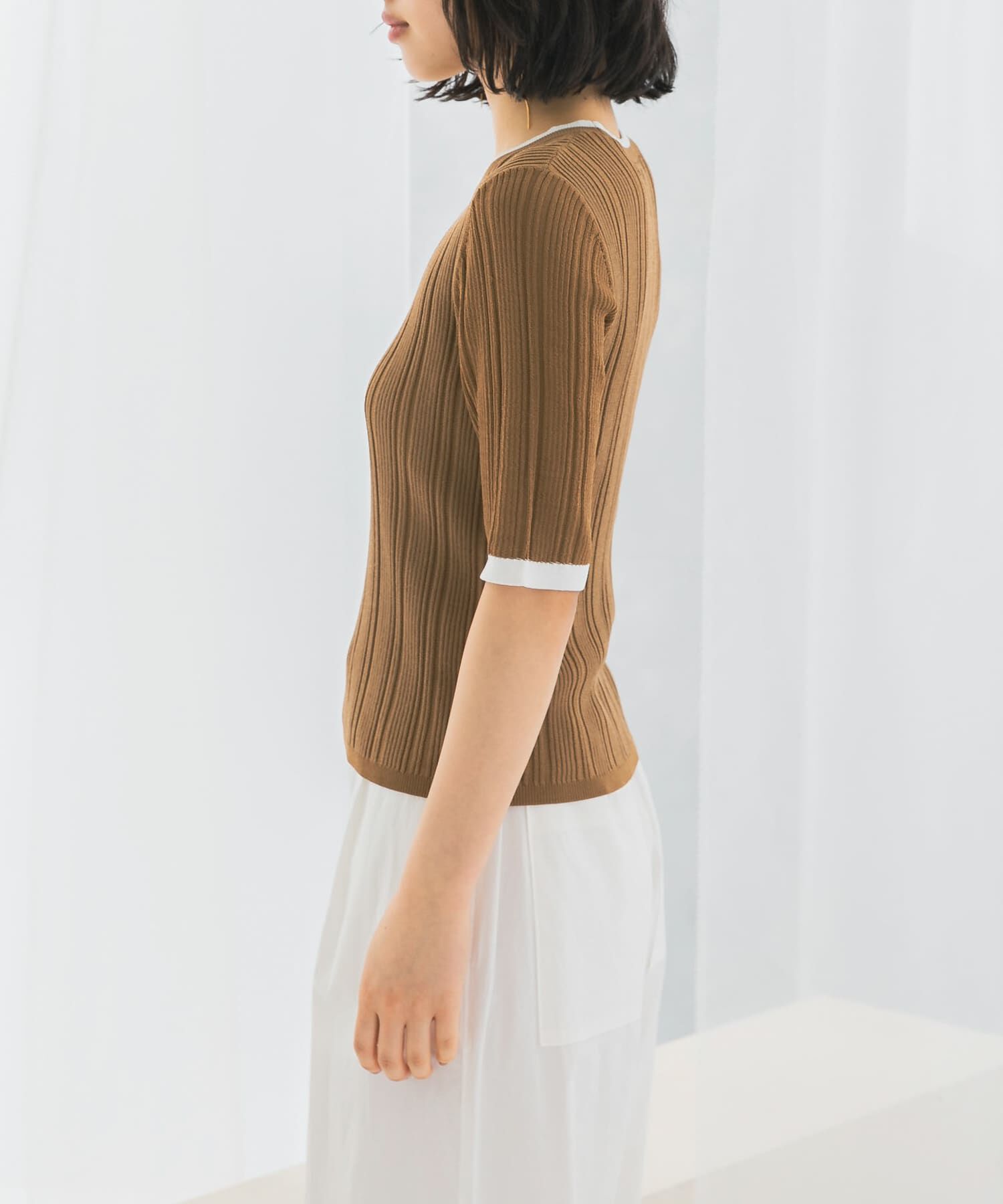 URBAN RESEARCH ROSSO「アンチピリングバイカラーリブニット」|ニット・セーター|