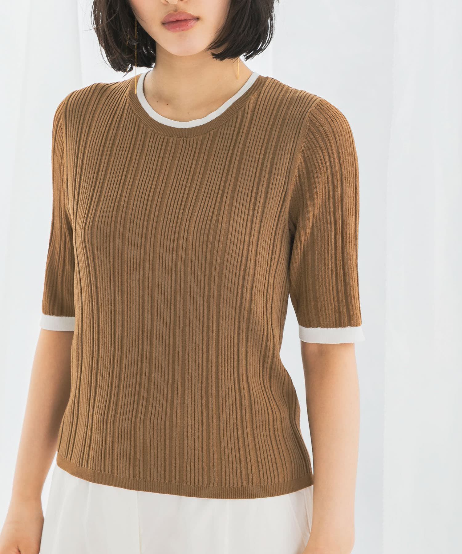 URBAN RESEARCH ROSSO「アンチピリングバイカラーリブニット」|ニット・セーター|