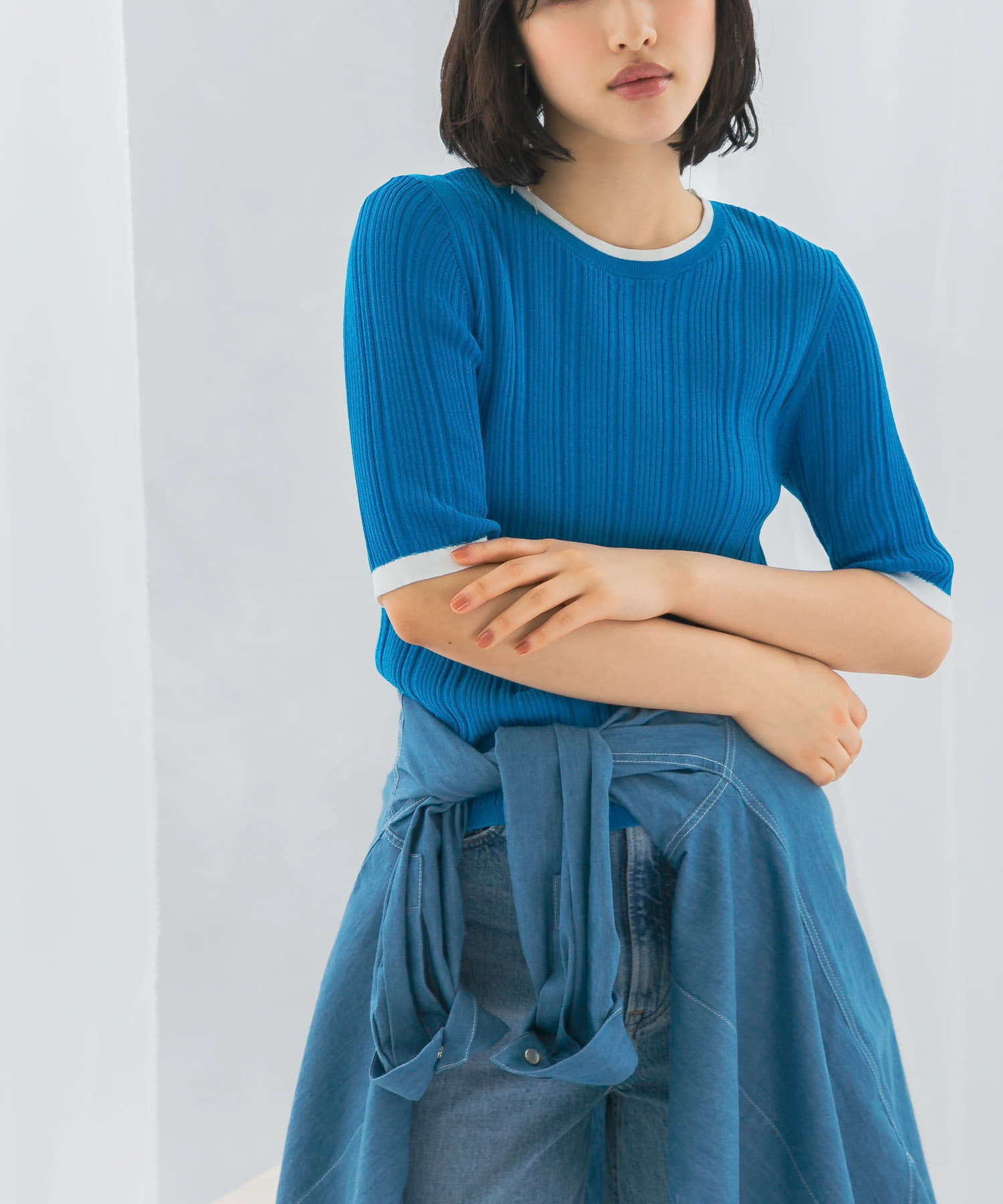 URBAN RESEARCH ROSSO「アンチピリングバイカラーリブニット」|ニット・セーター|