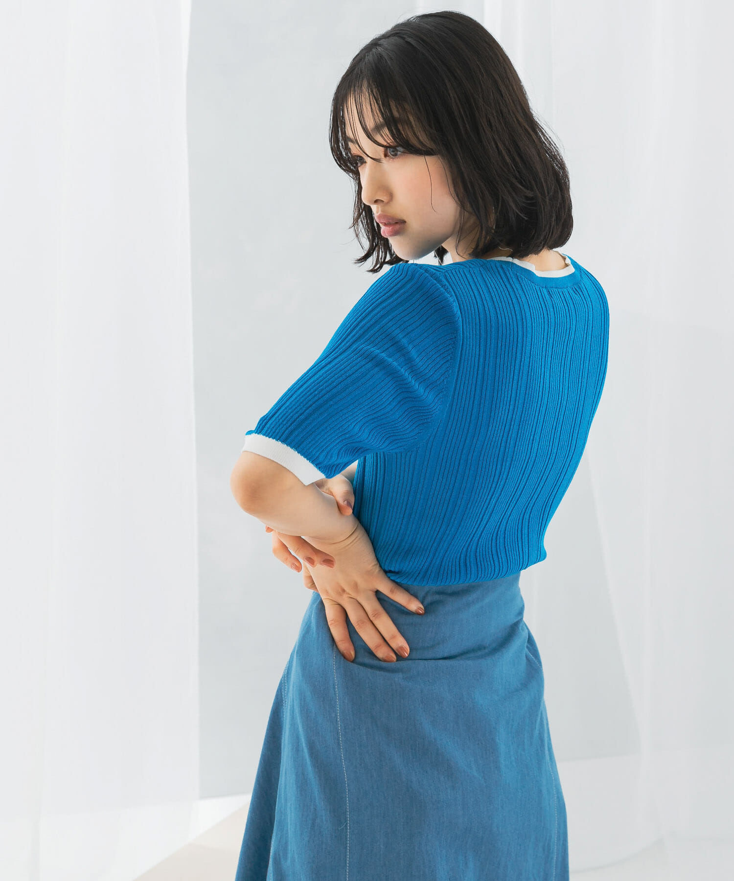 URBAN RESEARCH ROSSO「アンチピリングバイカラーリブニット」|ニット・セーター|