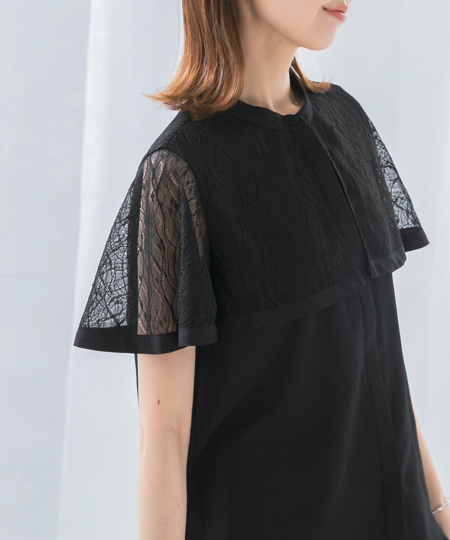 URBAN RESEARCH ROSSO「ウォッシャブルレースケープブラウス」|シャツ・ブラウス|