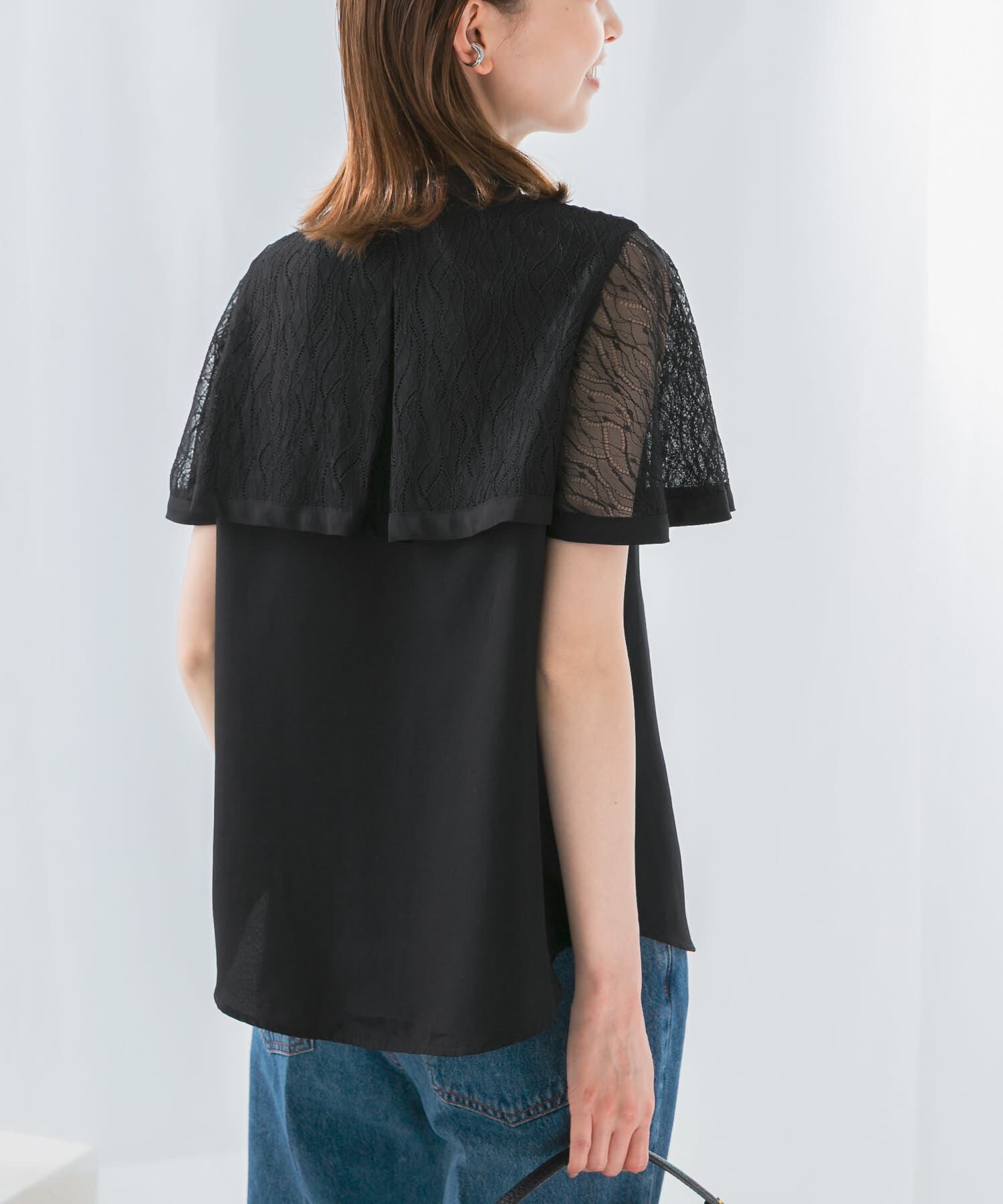 URBAN RESEARCH ROSSO「ウォッシャブルレースケープブラウス」|シャツ・ブラウス|