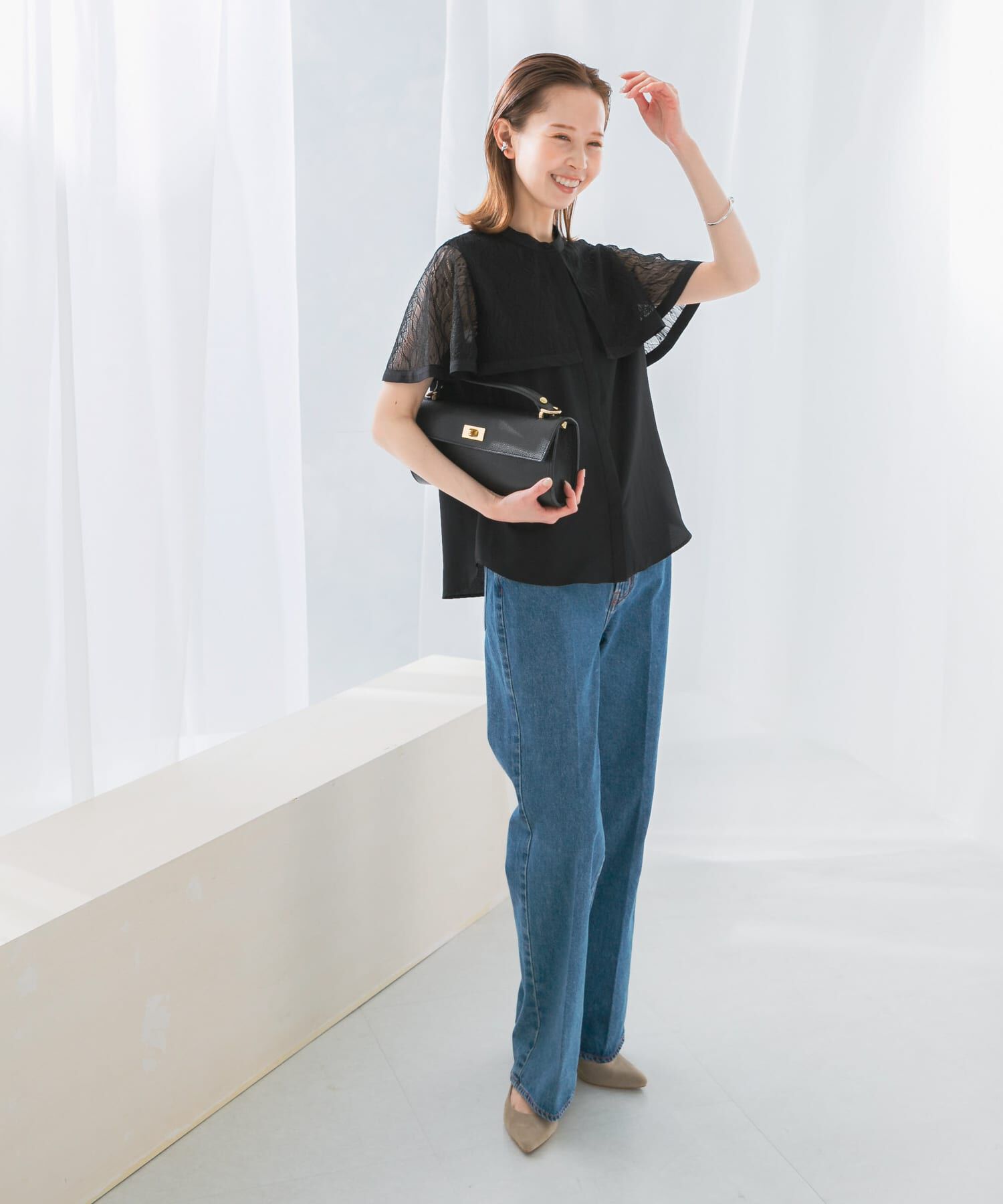 URBAN RESEARCH ROSSO「ウォッシャブルレースケープブラウス」|シャツ・ブラウス|