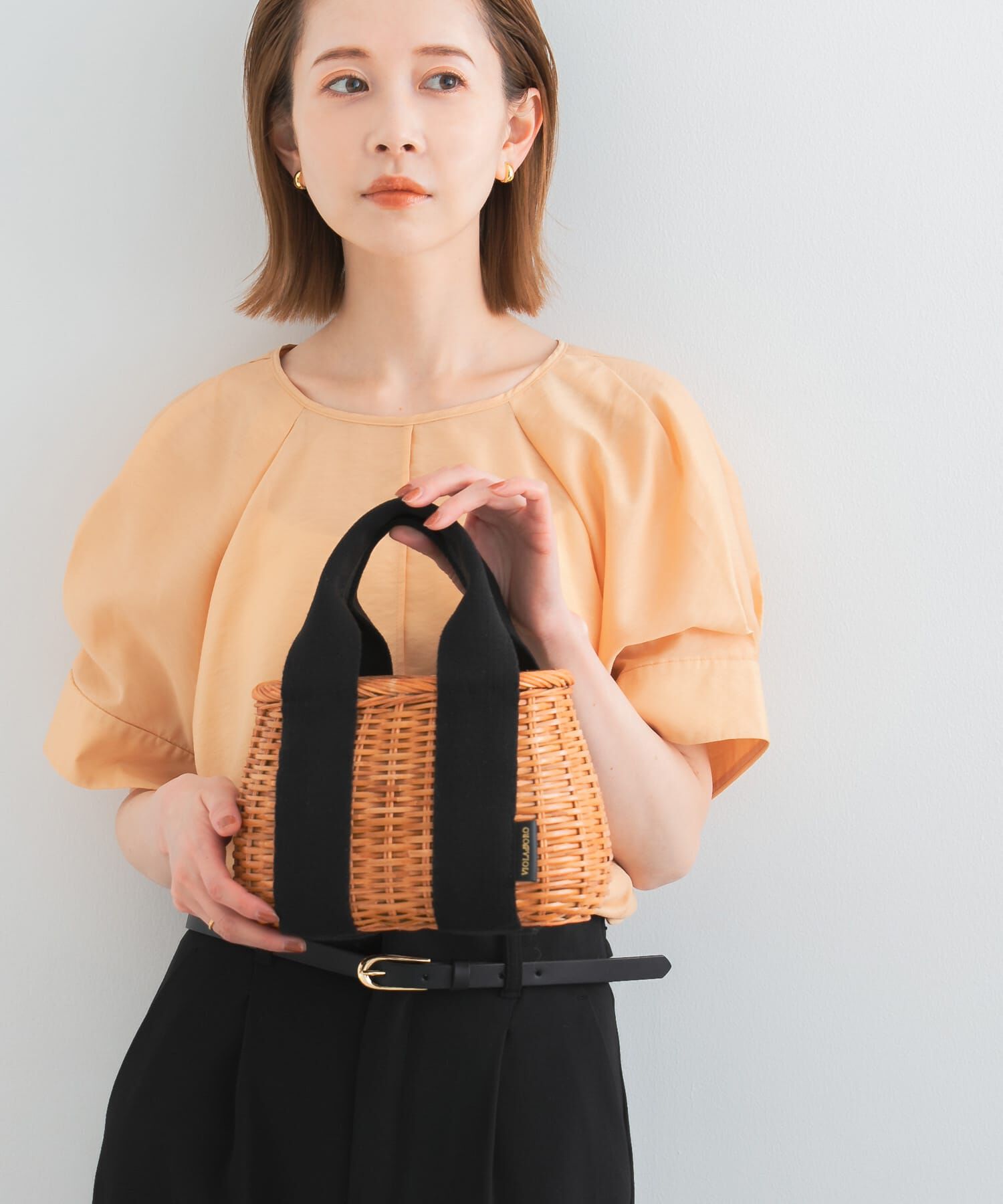 URBAN RESEARCH ROSSO「VIOLAd&rsquo;ORO　ラタンバスケット型2WAYトート」|ハンドバッグ|ブラック系その他