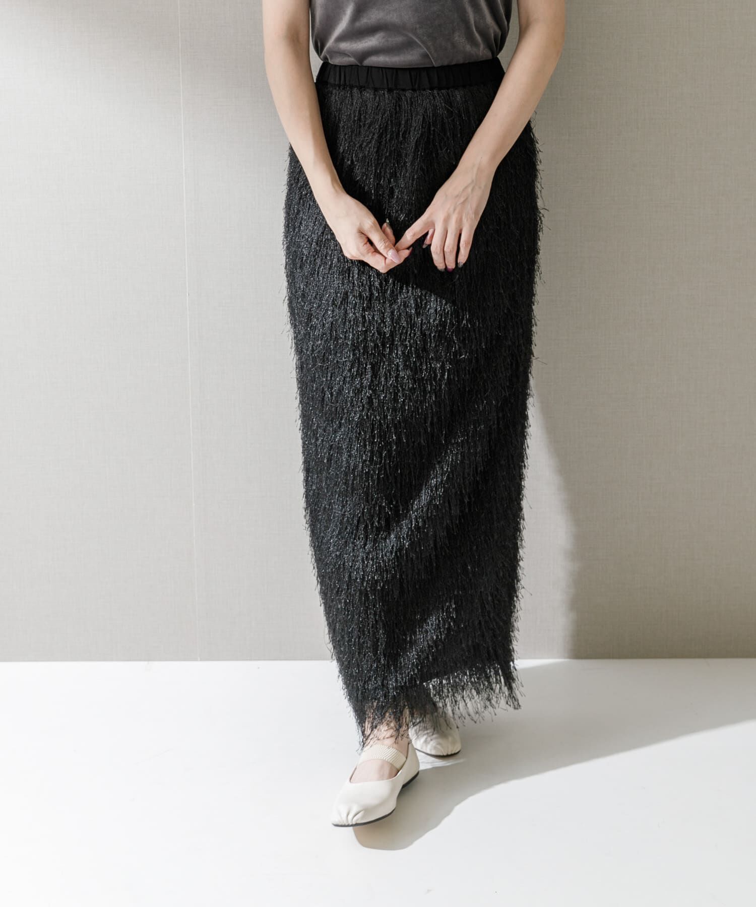 URBAN RESEARCH ROSSO「ELENDEEK　FRINGE STRAIGHT SKIRT」|スカート|