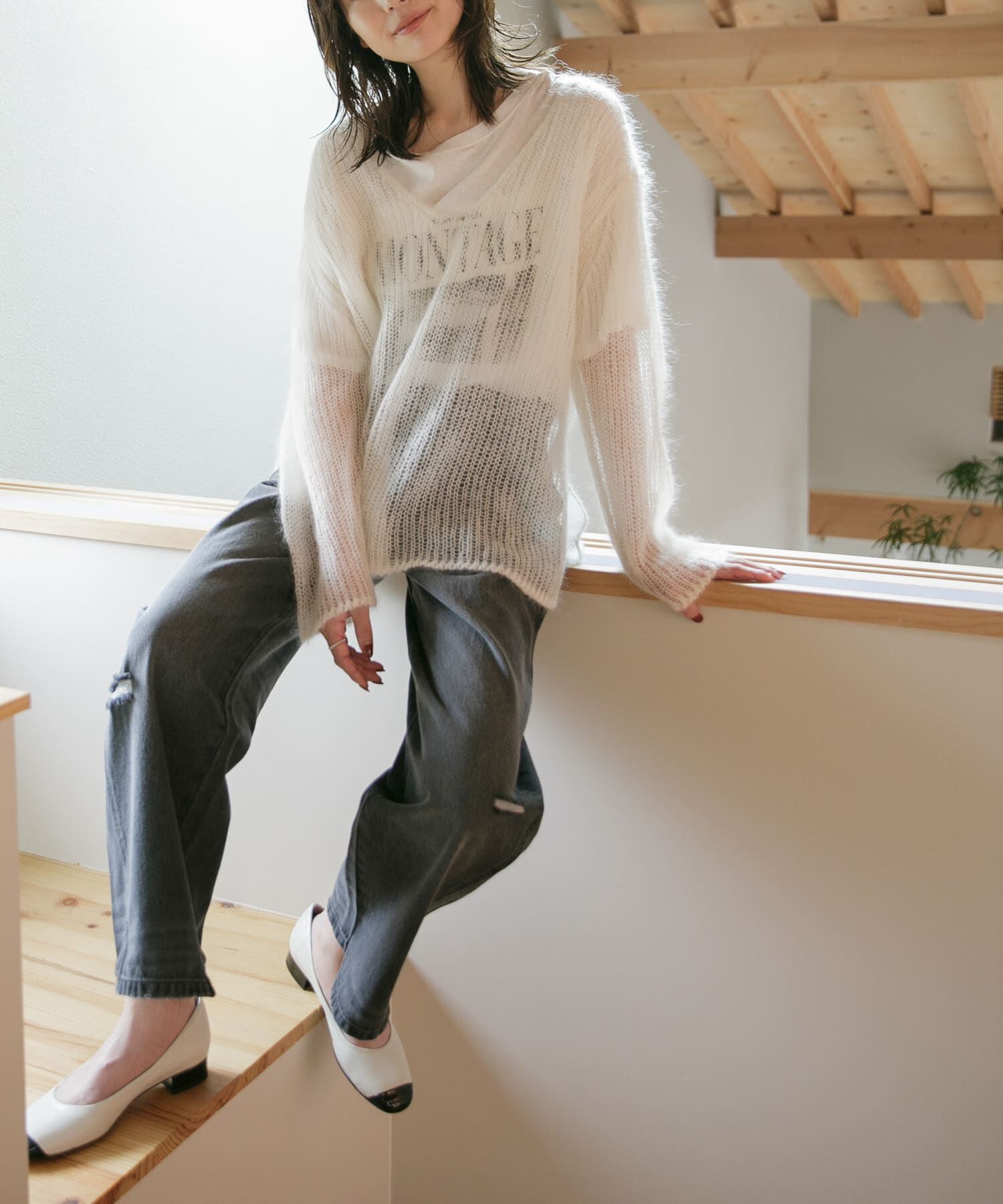 URBAN RESEARCH ROSSO「YENN　CURVED SEAM DENIM PANTS」|デニム|