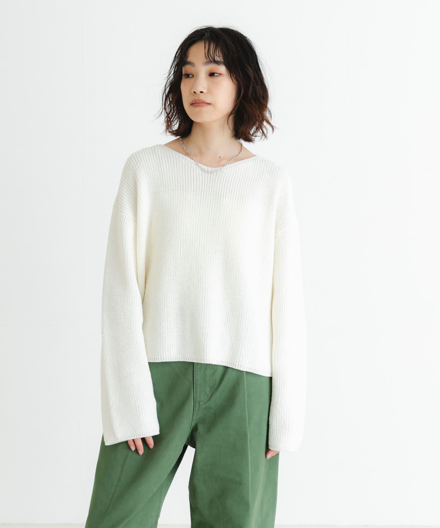 URBAN RESEARCH「テープヤーンVネック畦ニット」|ニット・セーター|