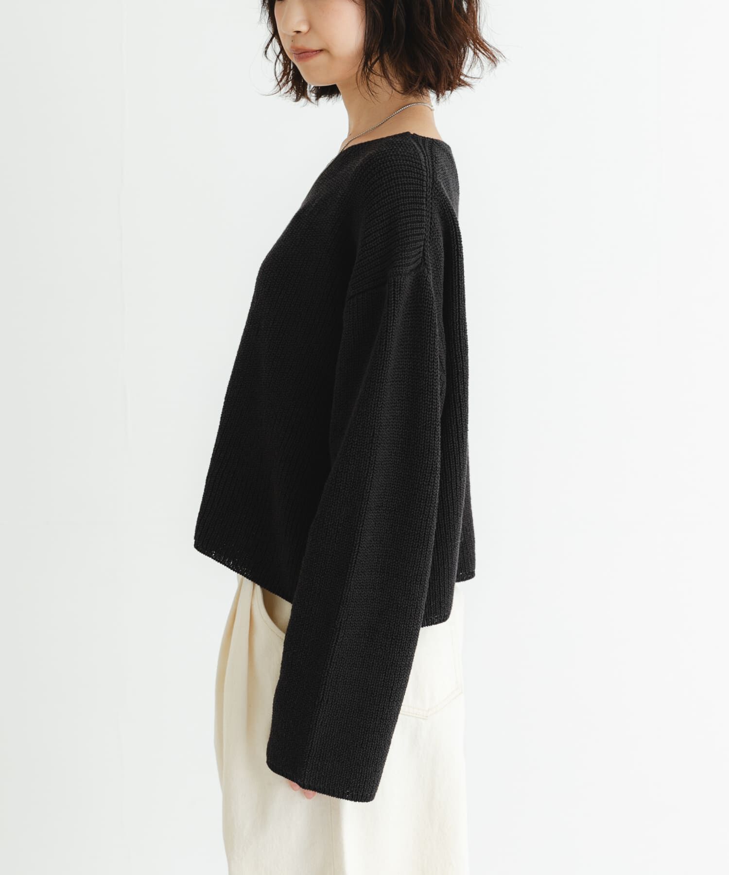 URBAN RESEARCH「テープヤーンVネック畦ニット」|ニット・セーター|