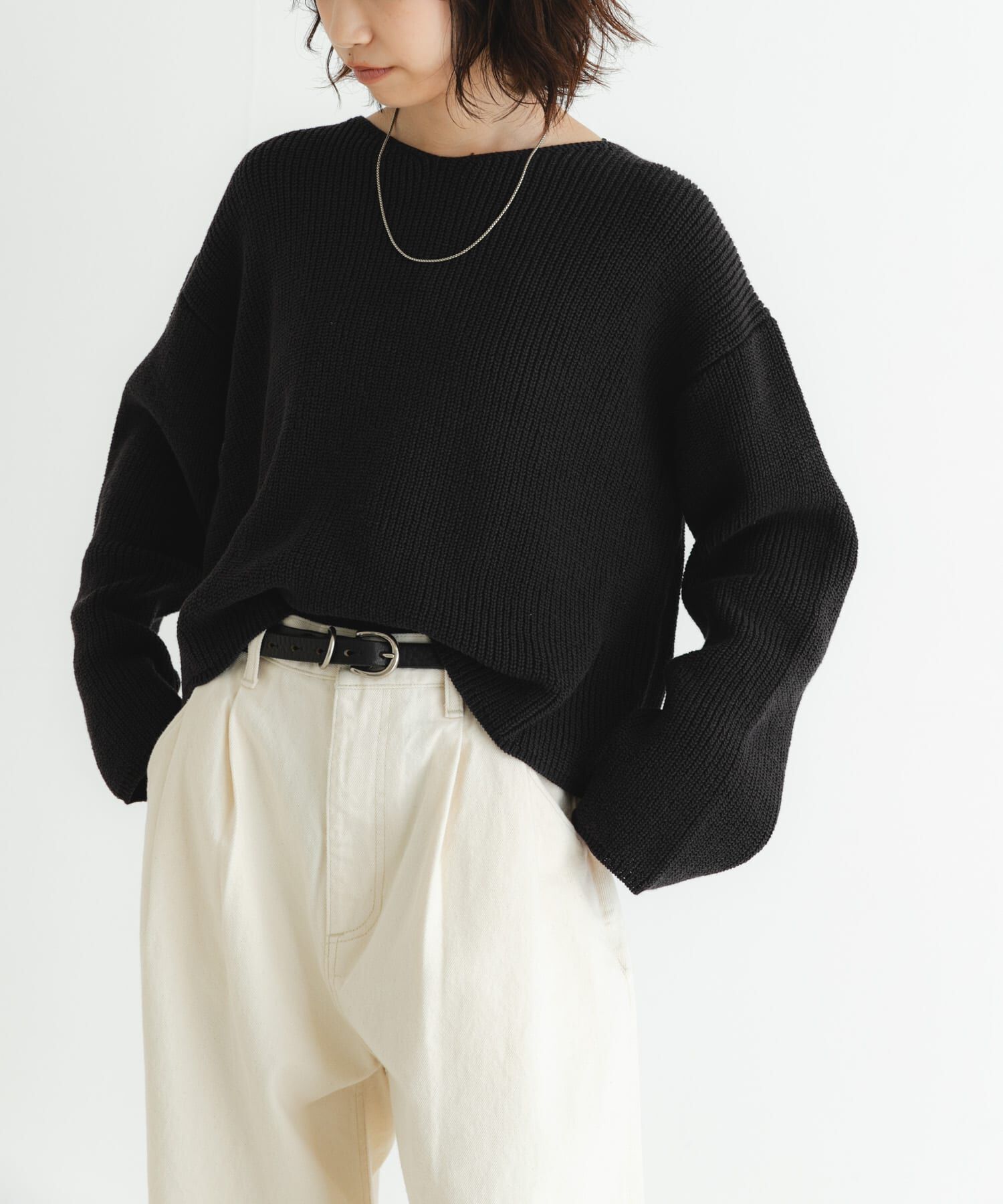 URBAN RESEARCH「テープヤーンVネック畦ニット」|ニット・セーター|