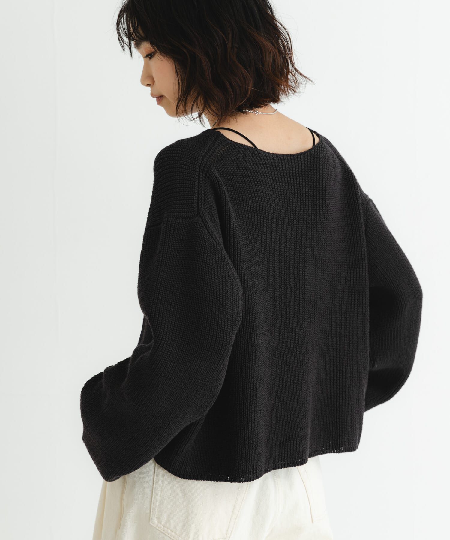 URBAN RESEARCH「テープヤーンVネック畦ニット」|ニット・セーター|