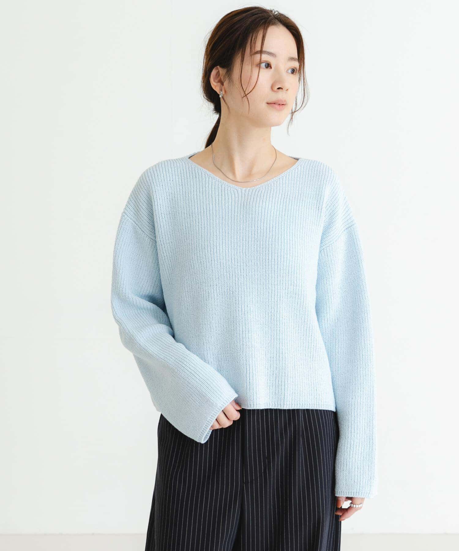 URBAN RESEARCH「テープヤーンVネック畦ニット」|ニット・セーター|