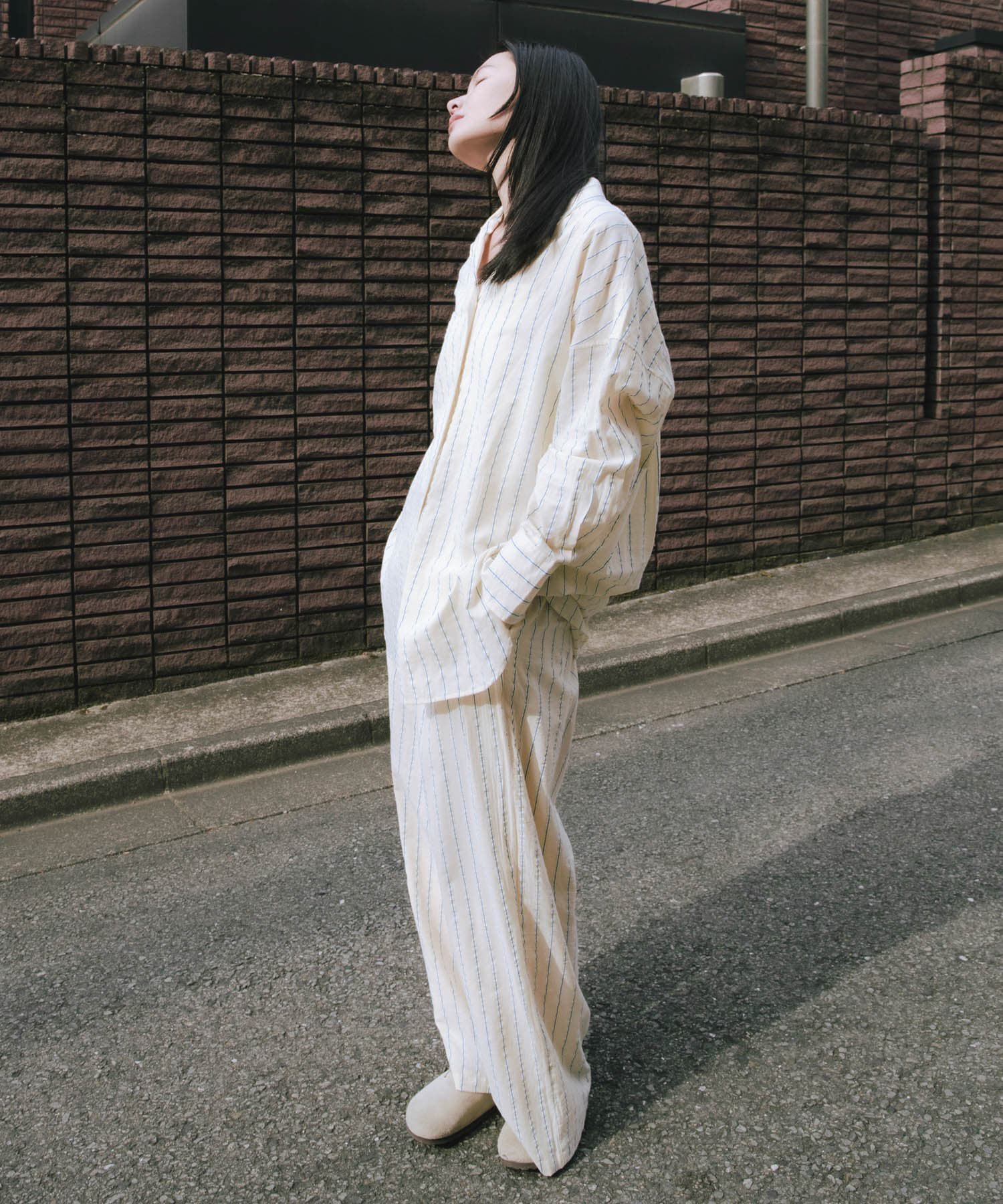 URBAN RESEARCH「new basic　インドコットンサッカーストライプシャツ」|シャツ・ブラウス|