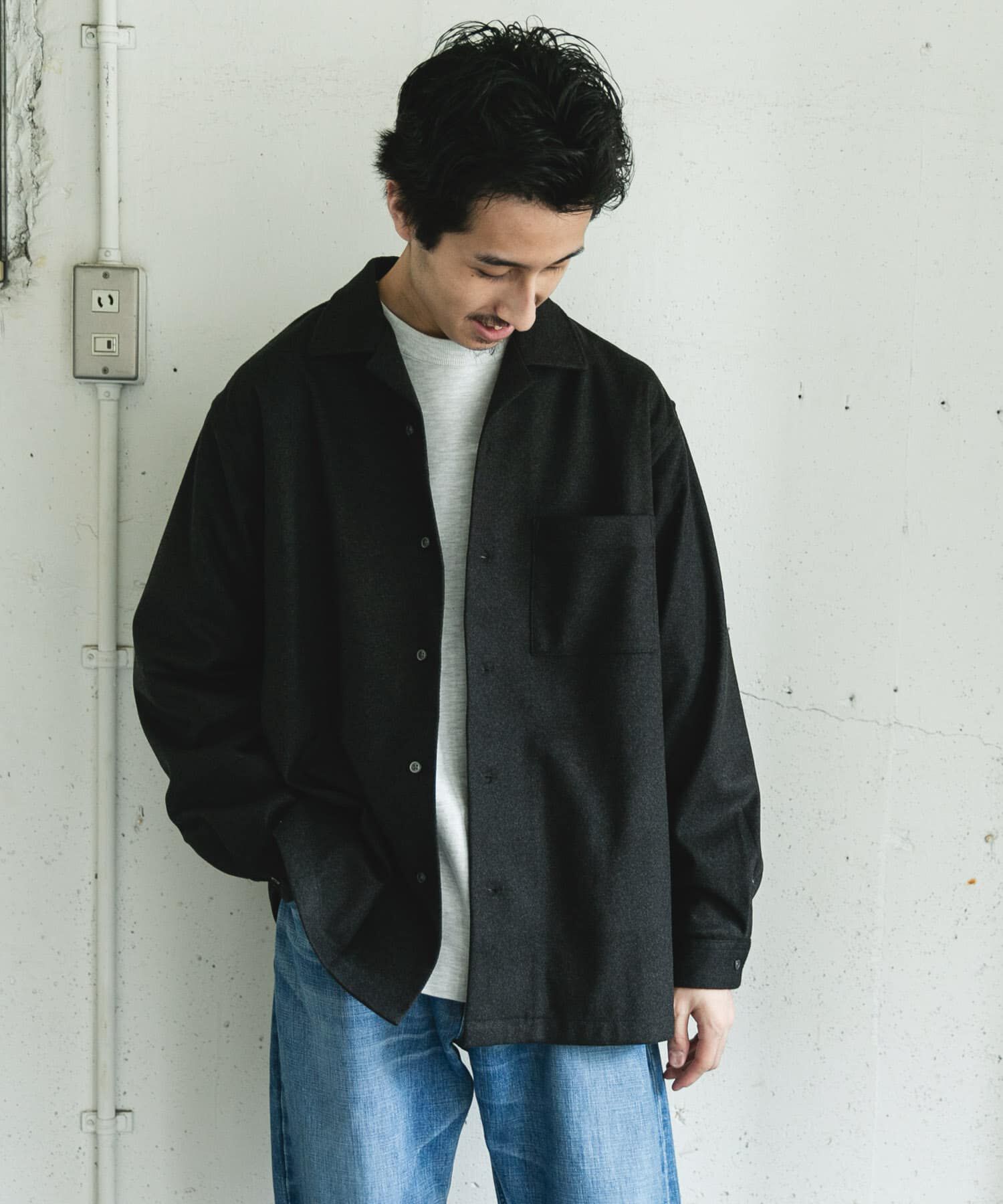 URBAN RESEARCH DOORS「ジャージメルトンオープンカラーシャツ」|シャツ・ブラウス|