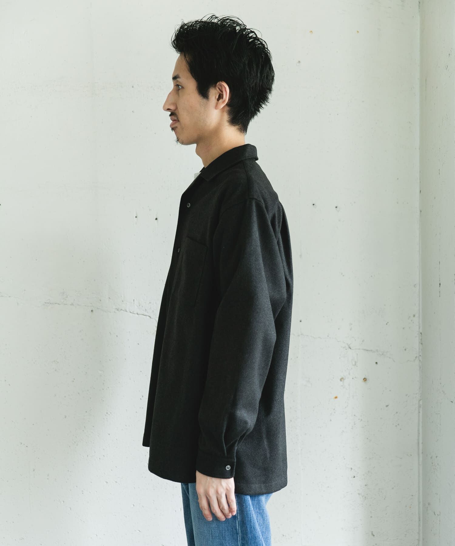 URBAN RESEARCH DOORS「ジャージメルトンオープンカラーシャツ」|シャツ・ブラウス|