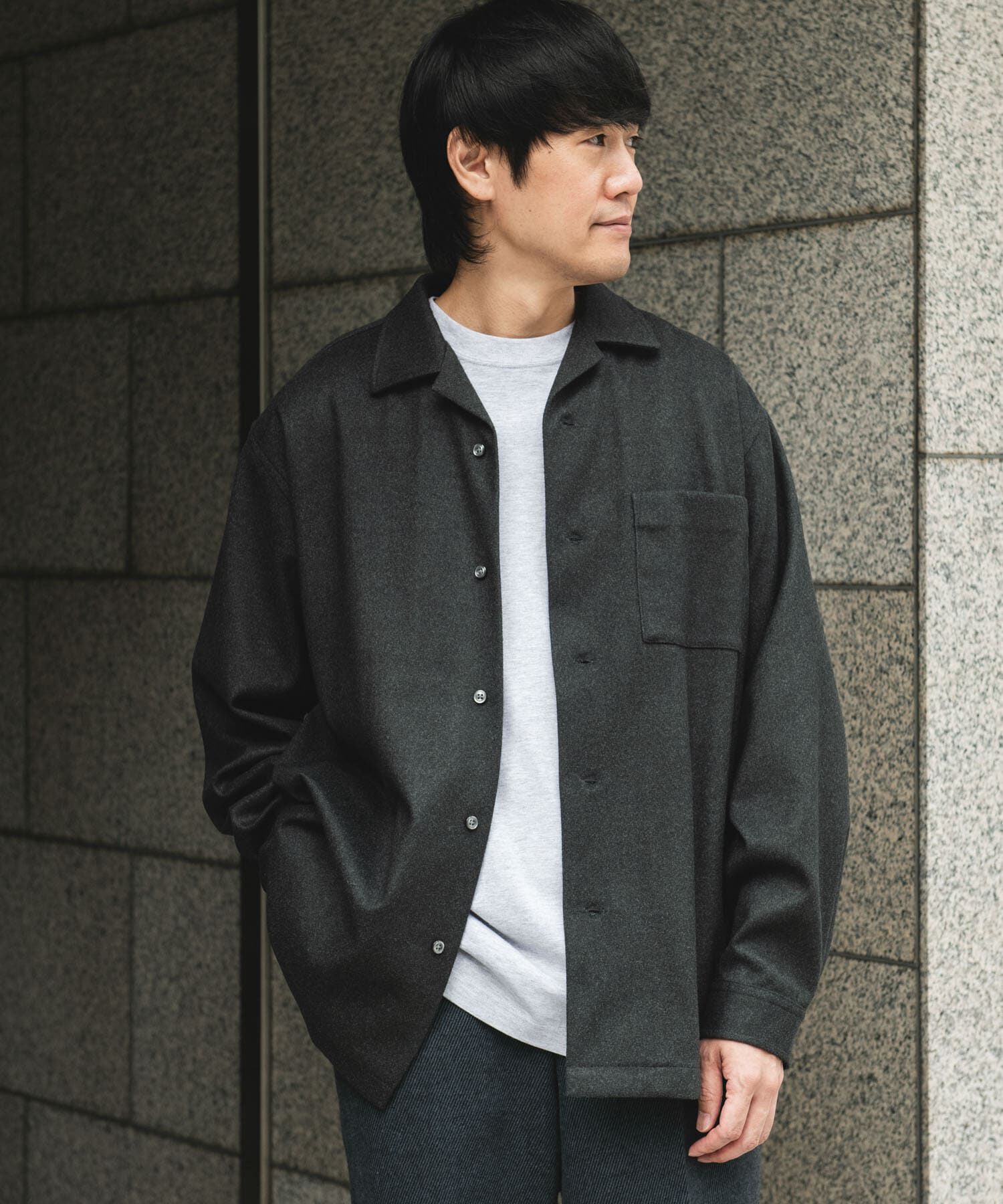 URBAN RESEARCH DOORS「ジャージメルトンオープンカラーシャツ」|シャツ・ブラウス|