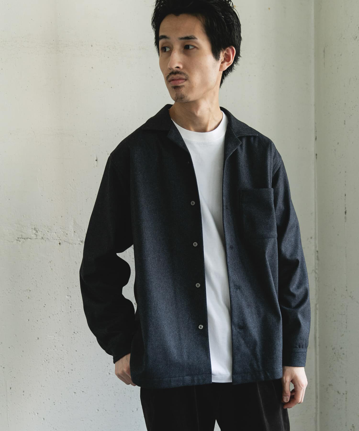 URBAN RESEARCH DOORS「ジャージメルトンオープンカラーシャツ」|シャツ・ブラウス|