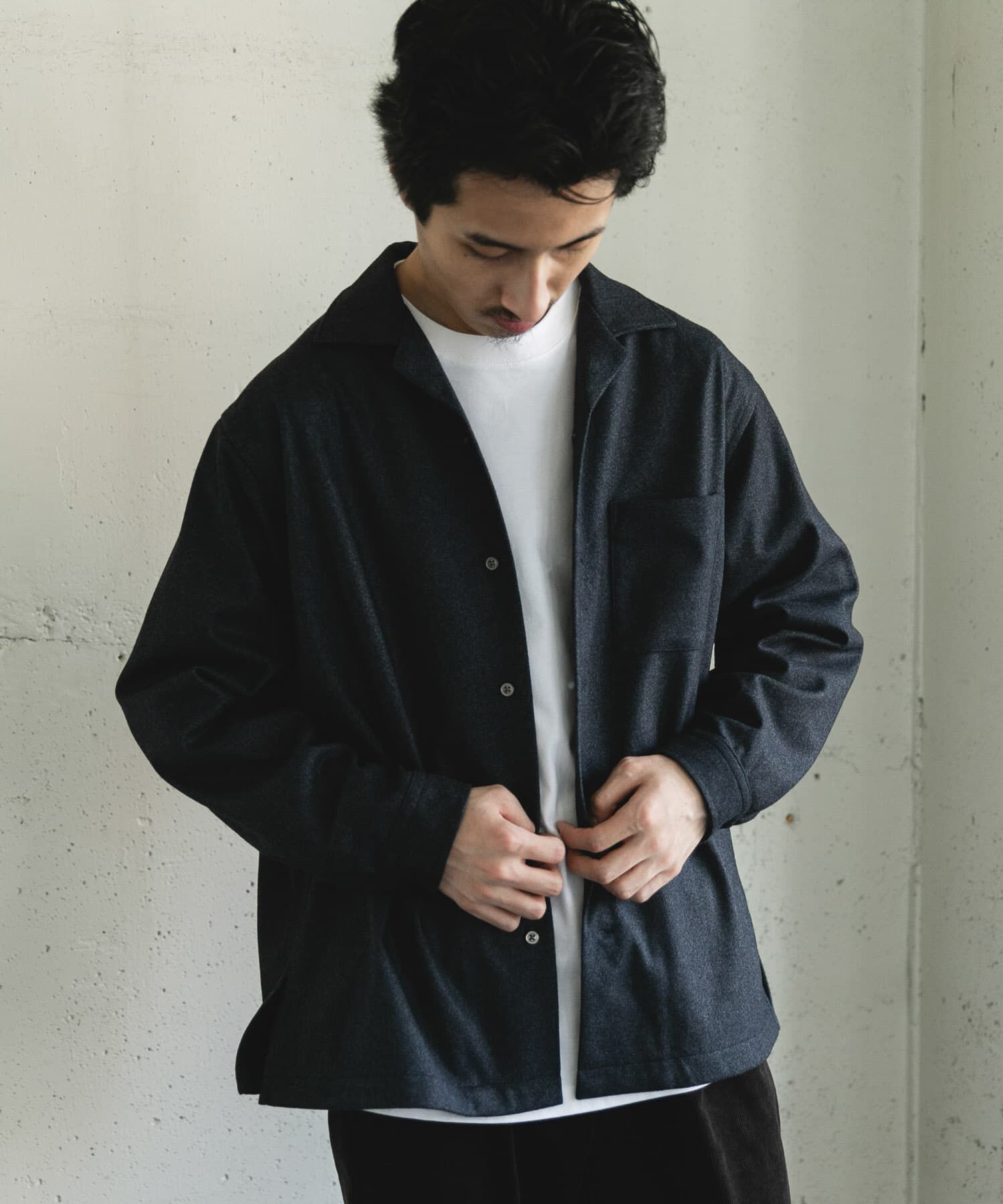 URBAN RESEARCH DOORS「ジャージメルトンオープンカラーシャツ」|シャツ・ブラウス|