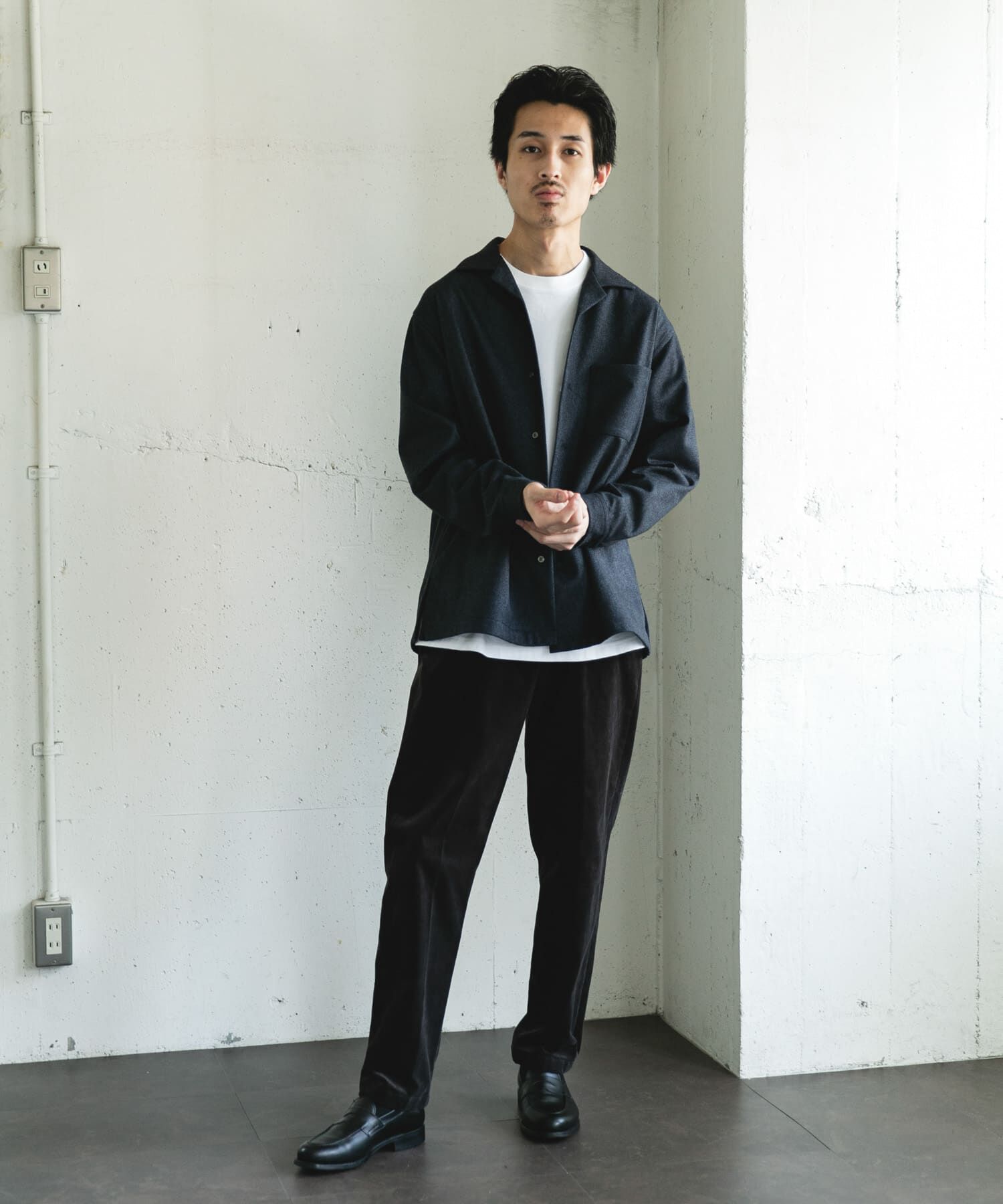 URBAN RESEARCH DOORS「ジャージメルトンオープンカラーシャツ」|シャツ・ブラウス|