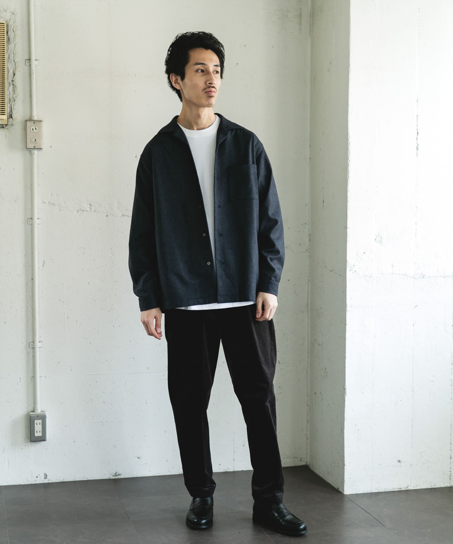 URBAN RESEARCH DOORS「ジャージメルトンオープンカラーシャツ」|シャツ・ブラウス|