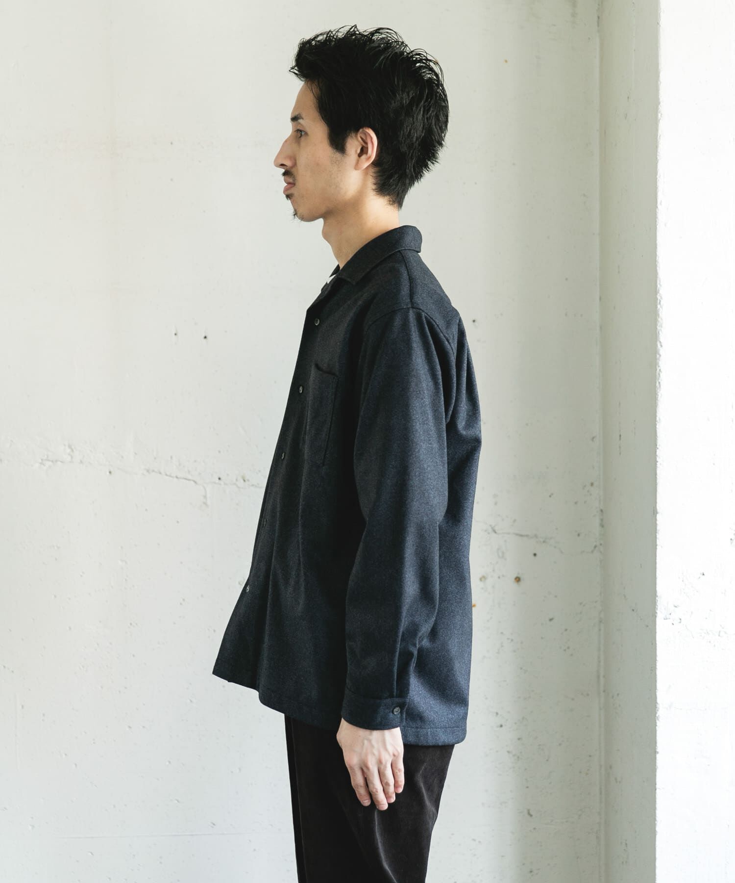 URBAN RESEARCH DOORS「ジャージメルトンオープンカラーシャツ」|シャツ・ブラウス|