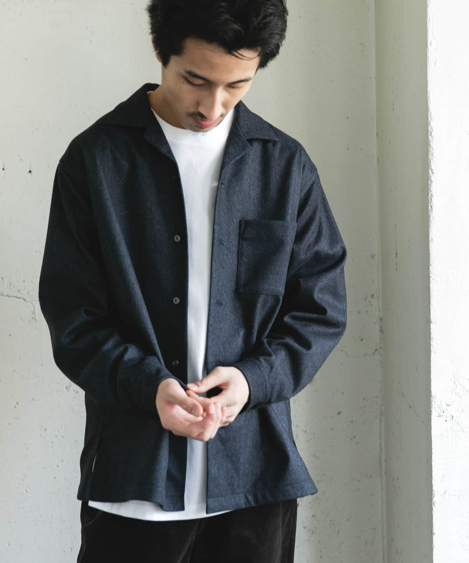 URBAN RESEARCH DOORS「ジャージメルトンオープンカラーシャツ」|シャツ・ブラウス|