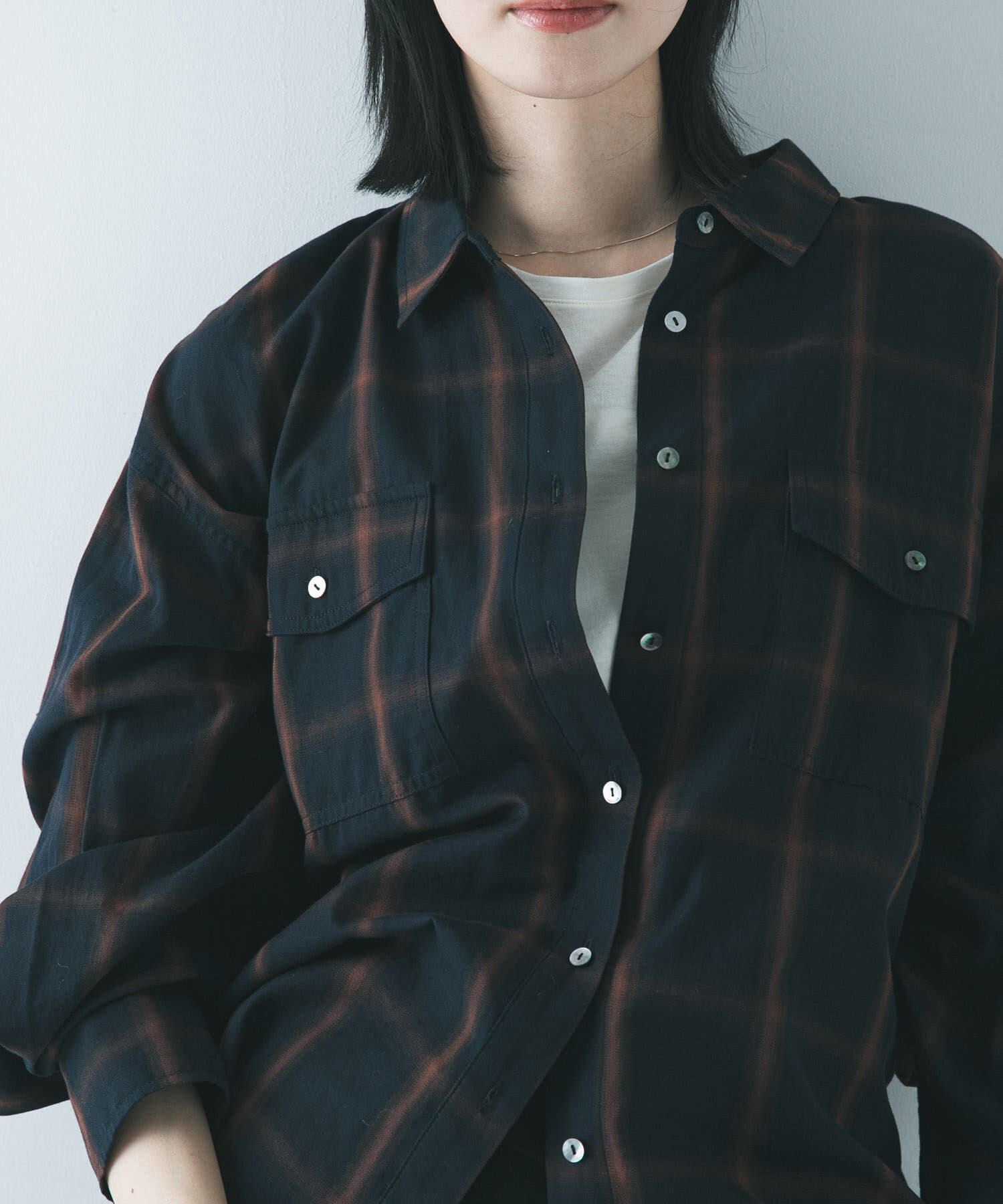 URBAN RESEARCH「オンブレーチェックオーバーシャツ」|シャツ・ブラウス|